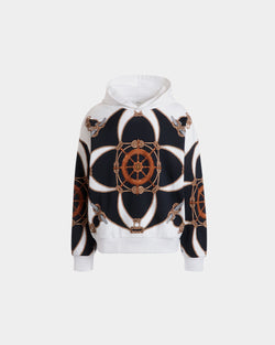 Sudadera Con Capucha De Algodón Blanco Con Estampado