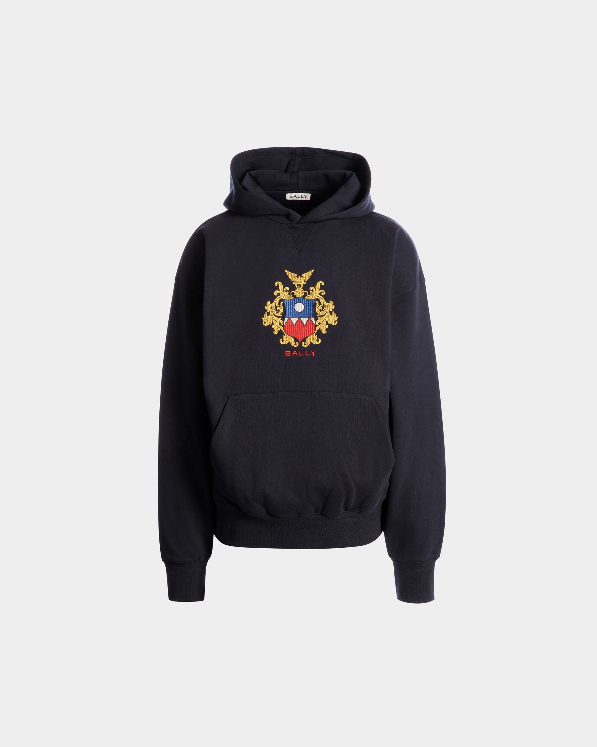 Bally Global - Hoodie With Bally Crest Logo In Navy Blue Cotton - Blue