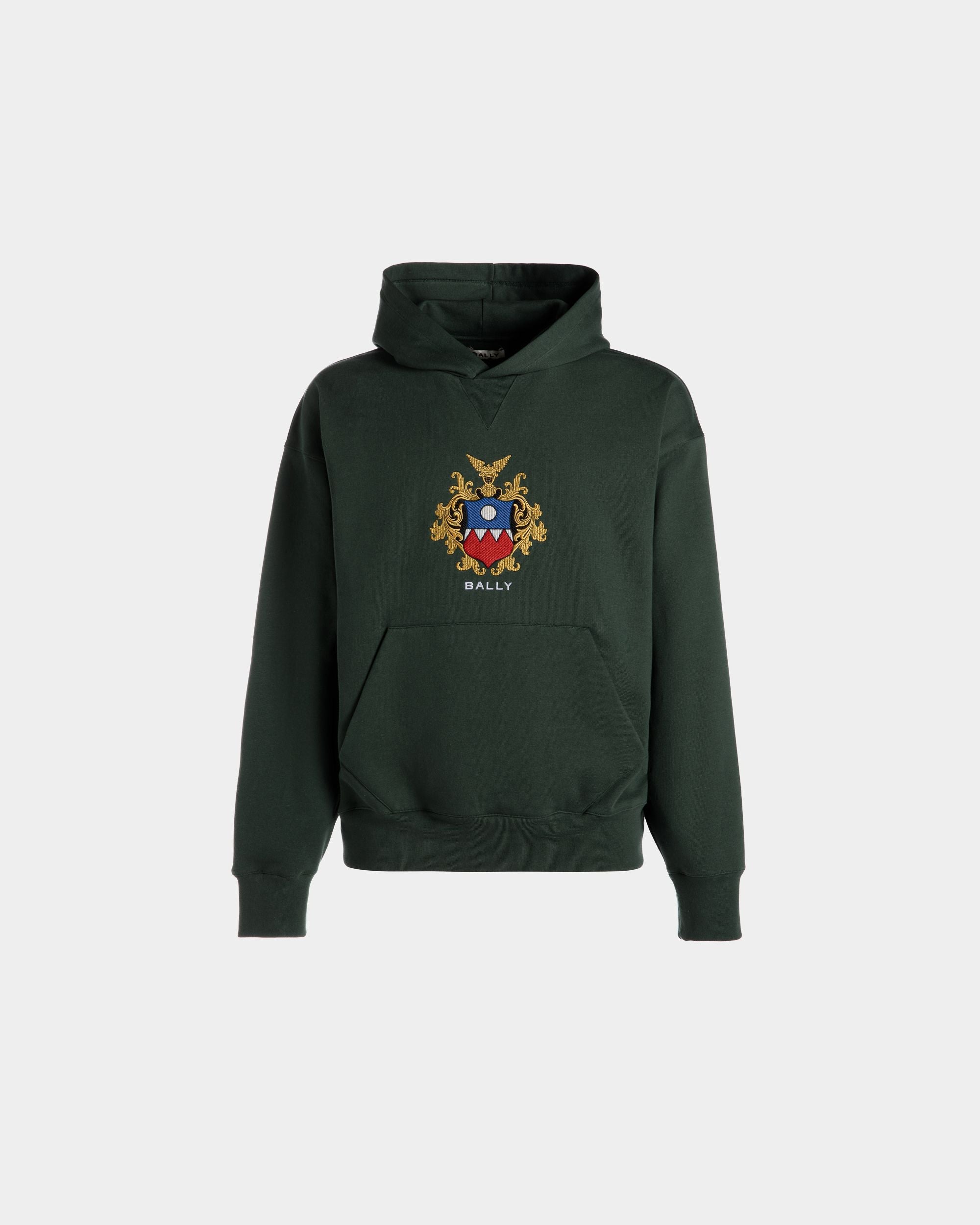 Bally Global - Hoodie With Bally Crest Logo In Bottle Green Cotton - Green