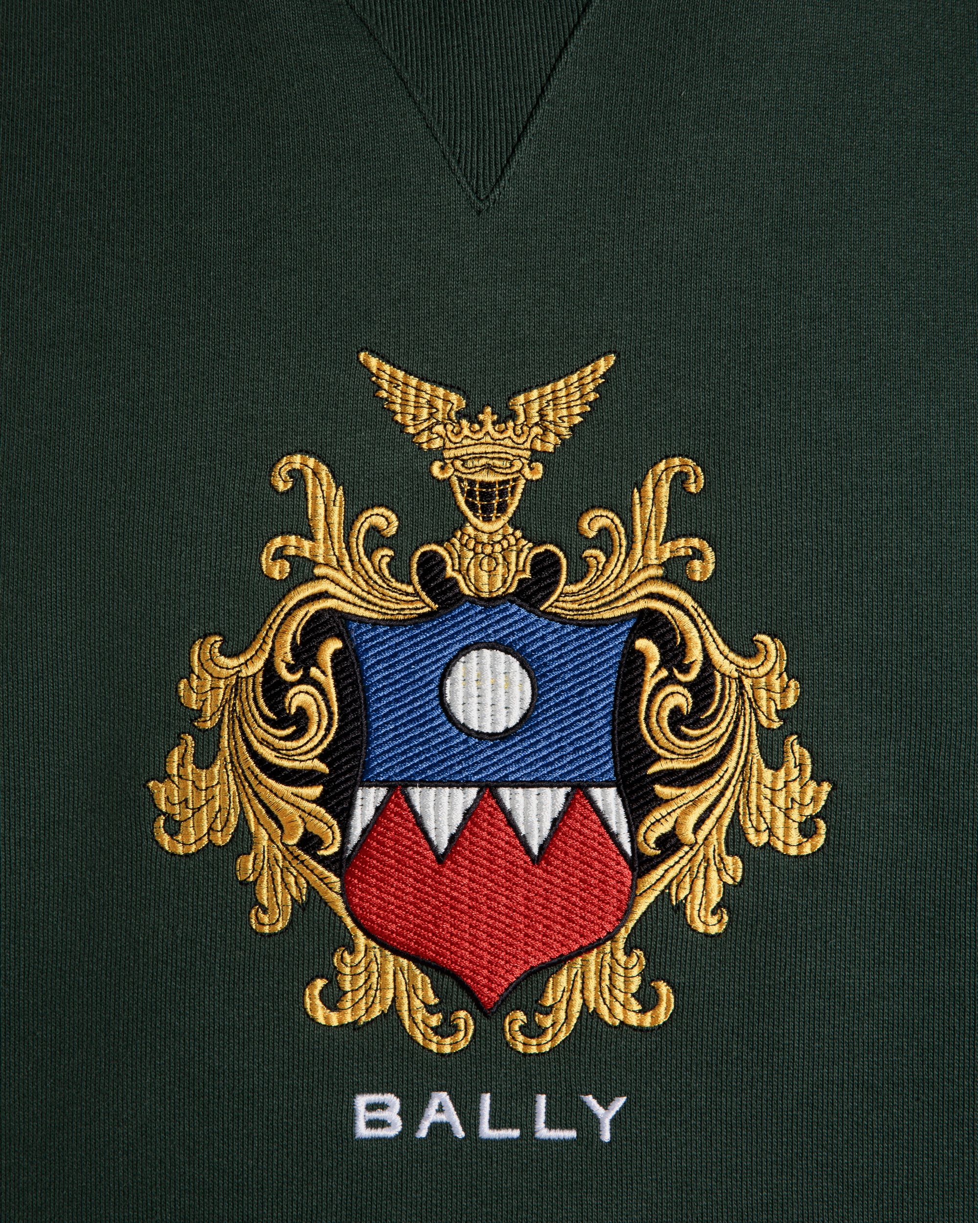 Bally Global - Hoodie With Bally Crest Logo In Bottle Green Cotton - Green