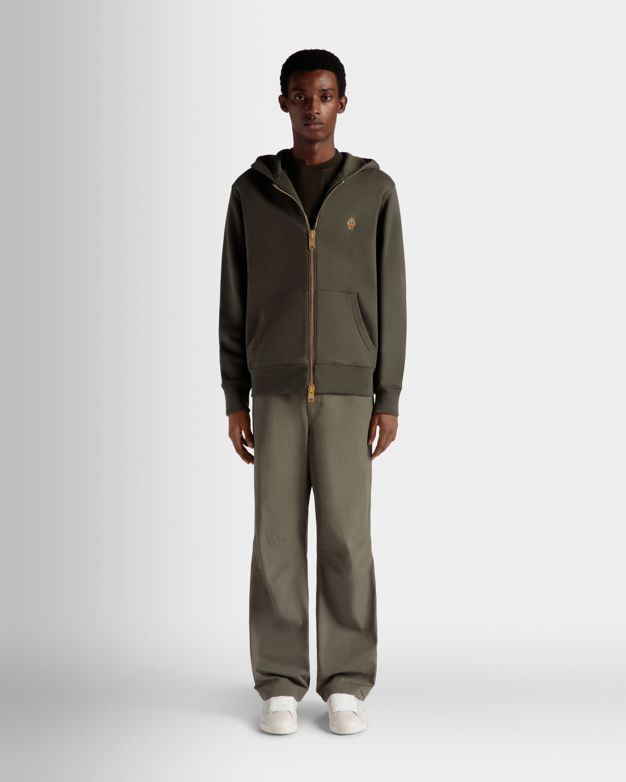 Bally Global - Adrien Brody Travel Collection Hoodie In Olive Green Cashmere Blend - Green