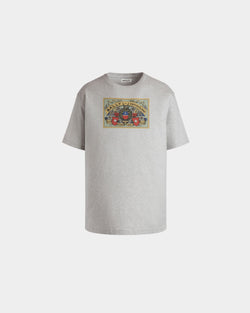 T-Shirt With Bally Crest Label In Grey Melange Cotton
