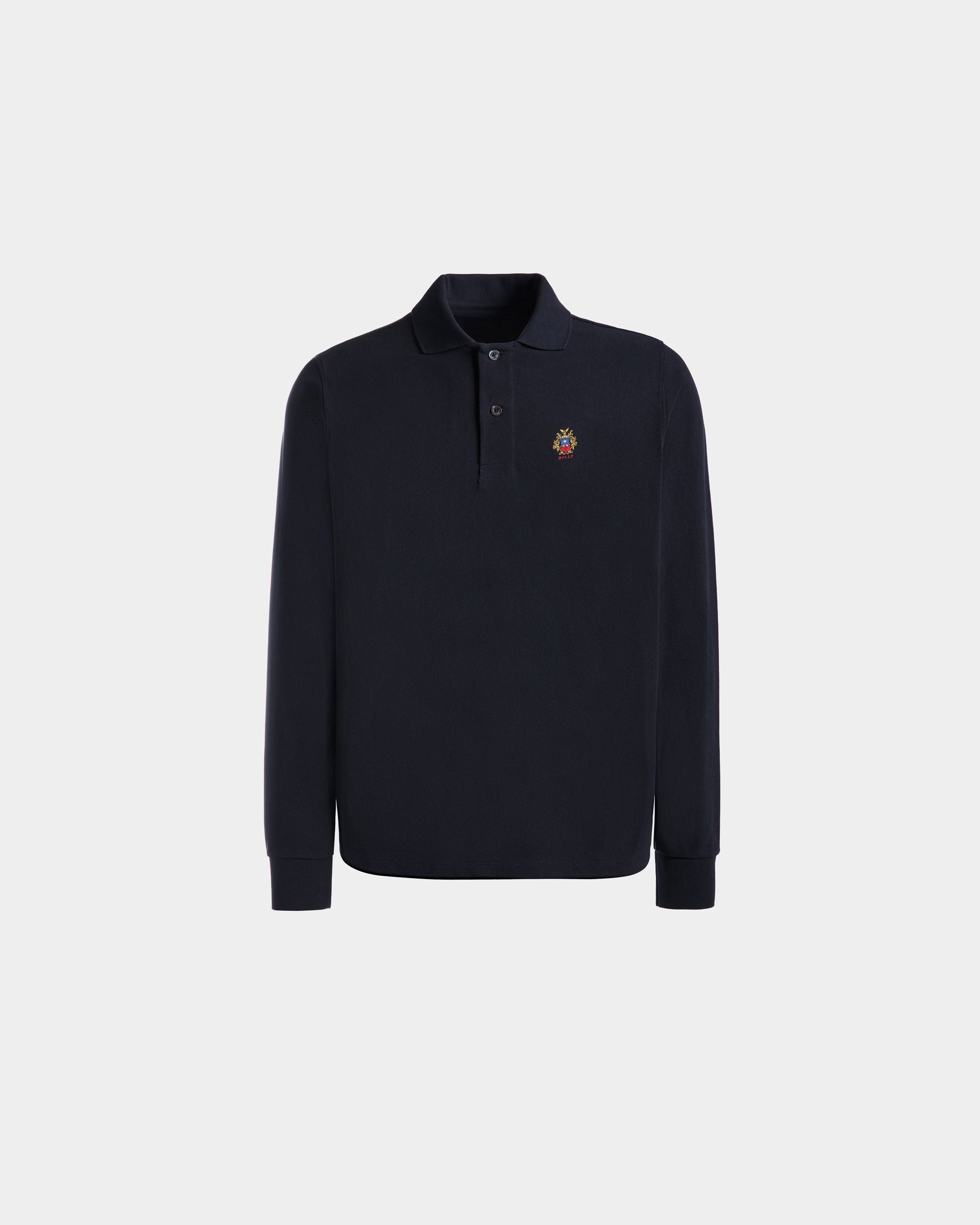 Bally Global - Polo À Manches Longues Pour Homme En Coton Navy Blue - Bleu