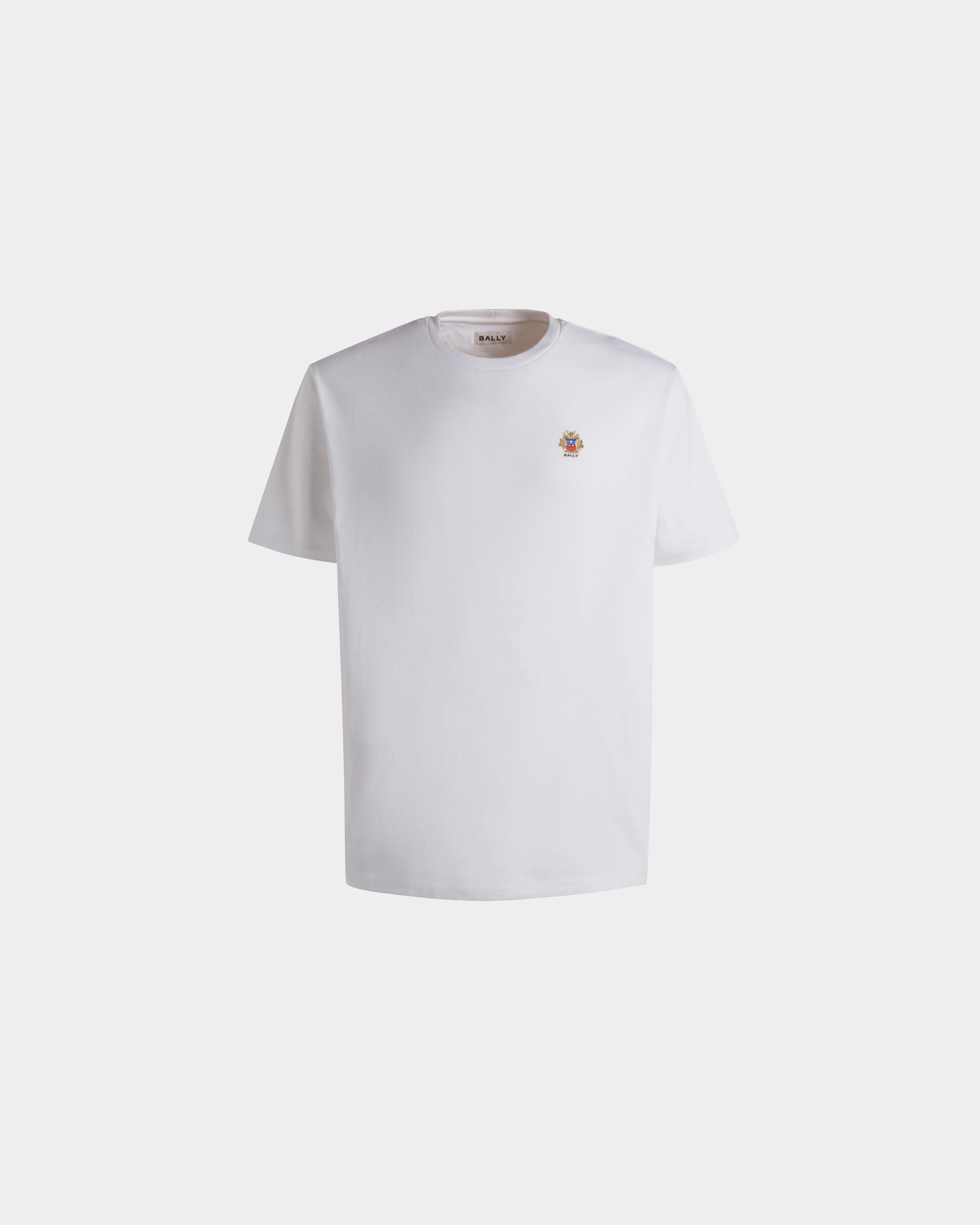 Bally Global - T-Shirt With Bally Crest Logo In White Cotton - White