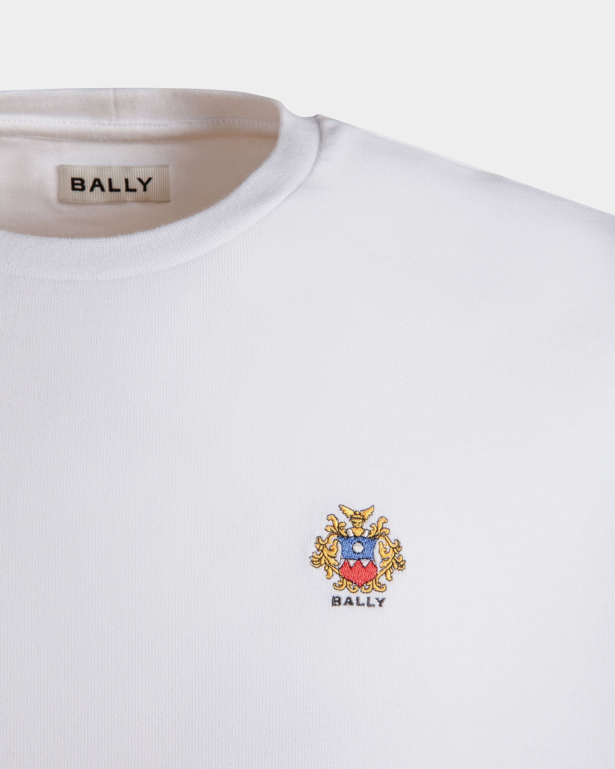 Bally Global - T-Shirt With Bally Crest Logo In White Cotton - White