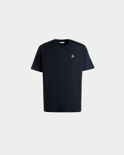 T-Shirt With a Bally Crest Logo In Navy Blue Cotton