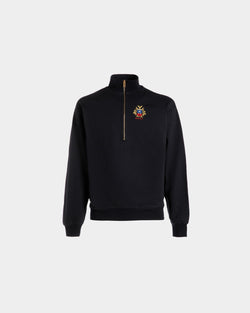 Sweat-Shirt À Col Camionneur Avec Logo Bally Crest En Coton Navy Blue