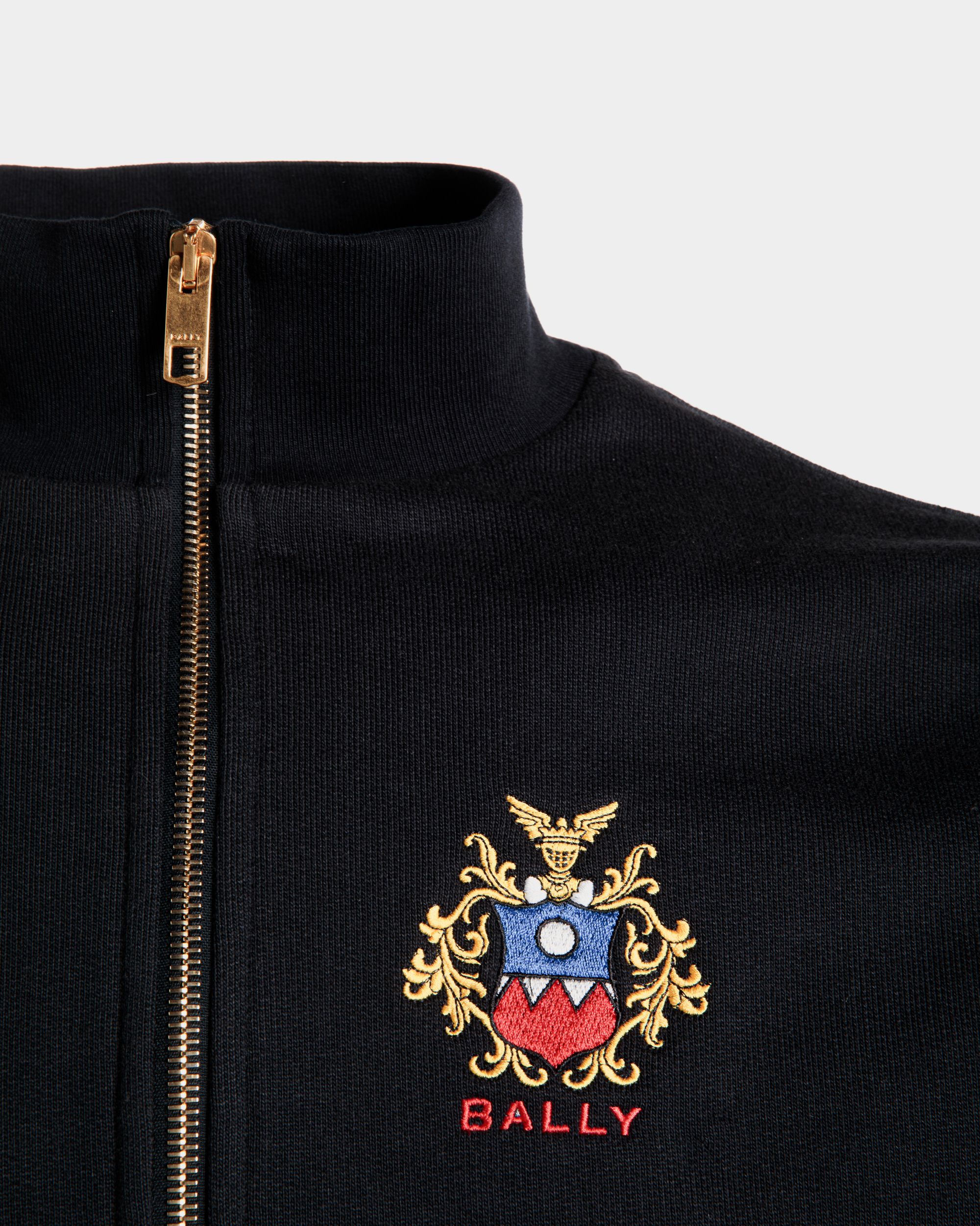 Bally Global - Sweat-Shirt À Col Camionneur Avec Logo Bally Crest En Coton Navy Blue - Bleu