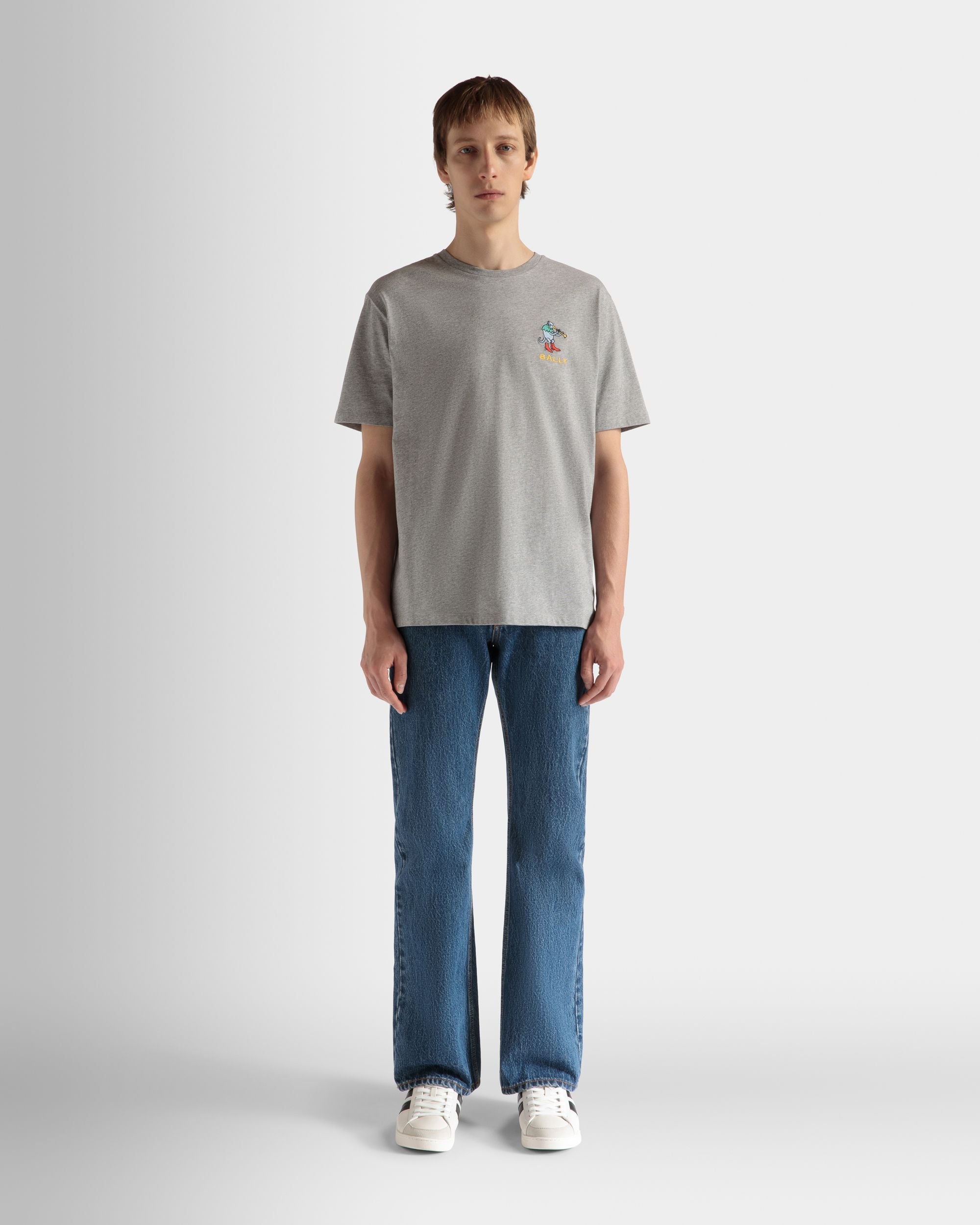 Bally Global - T-Shirt En Coton Gris Chiné - Gris