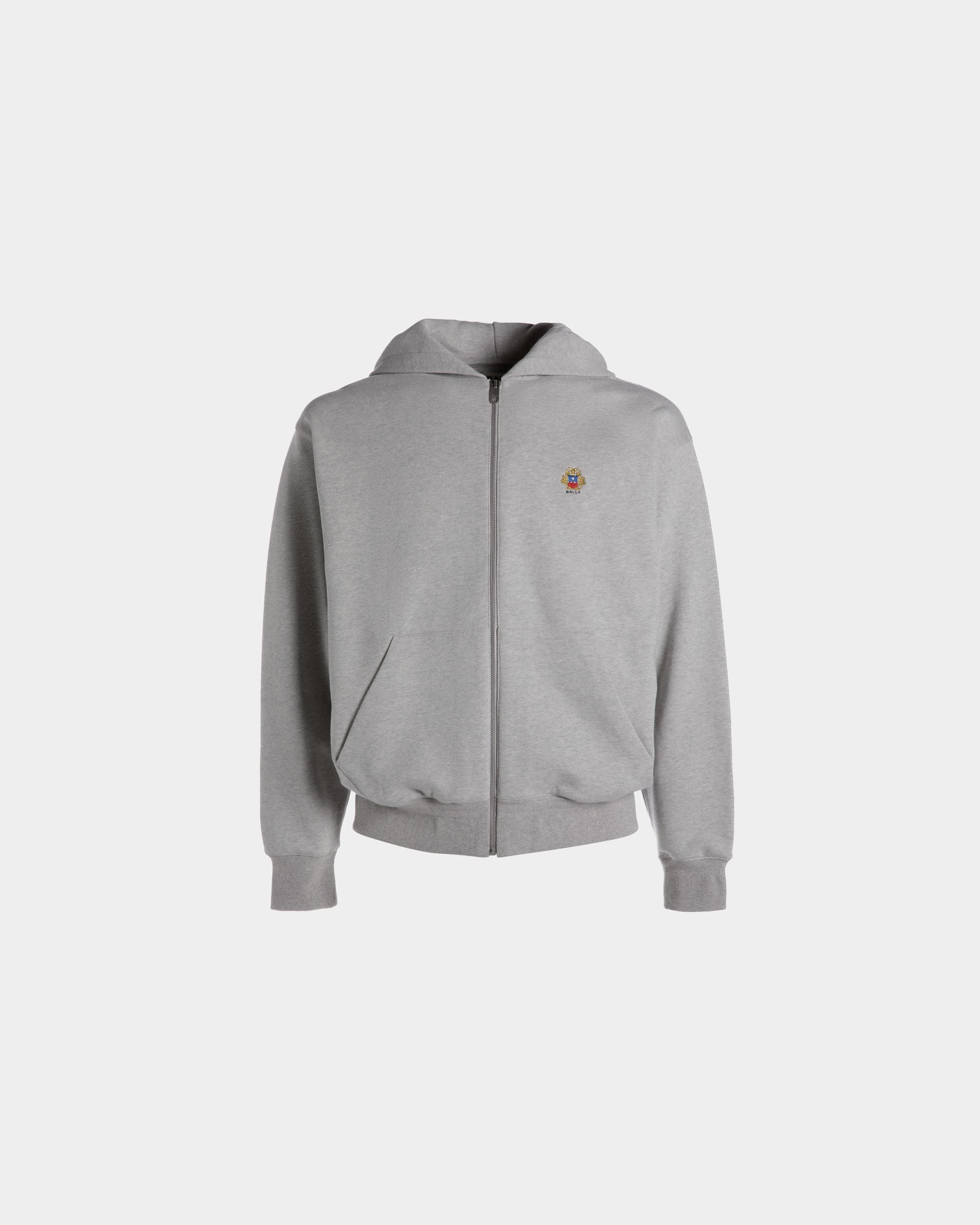 Bally Global - Hoodie With a Bally Crest Logo In Grey Melange Cotton - Grey