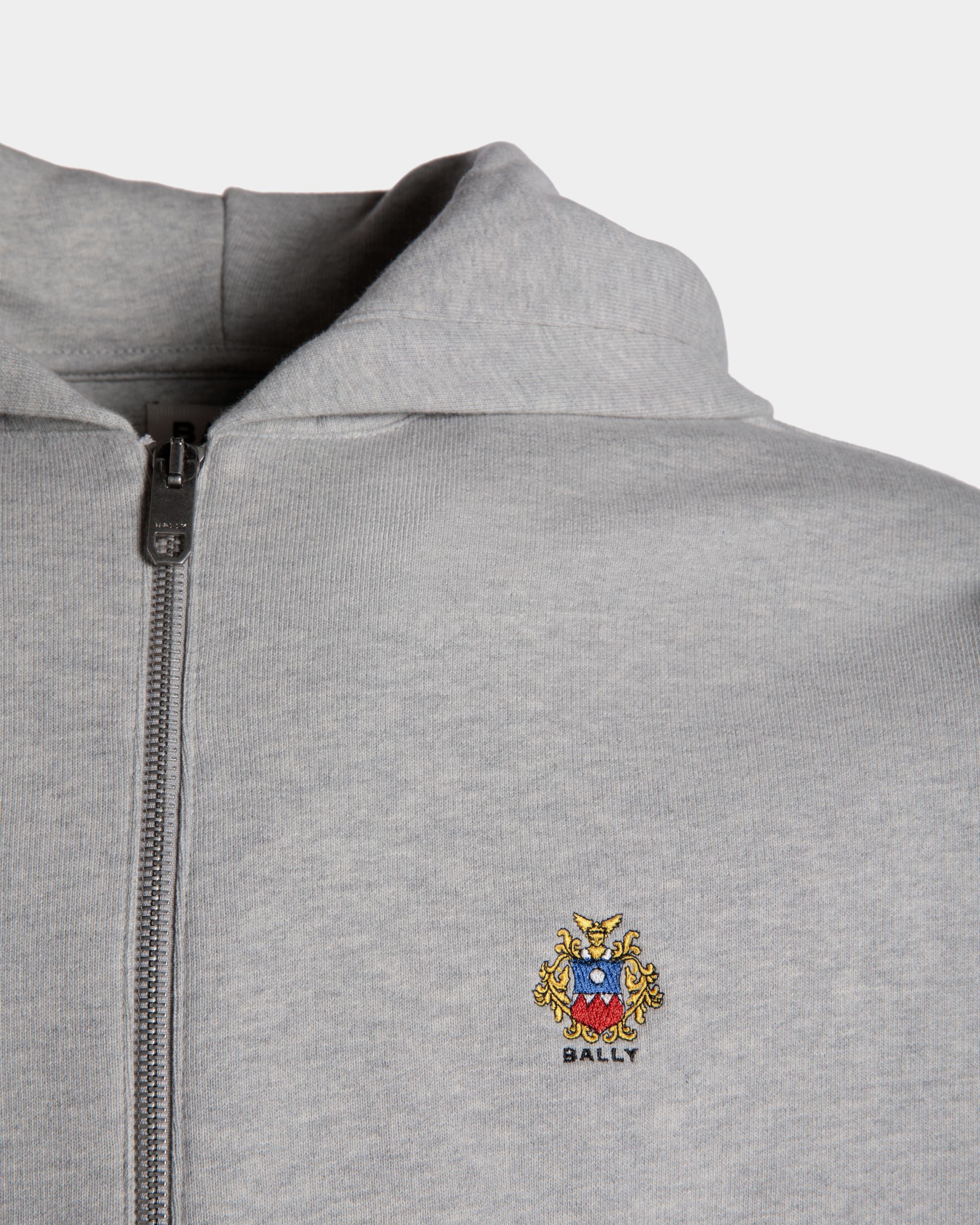 Bally Global - Hoodie With a Bally Crest Logo In Grey Melange Cotton - Grey