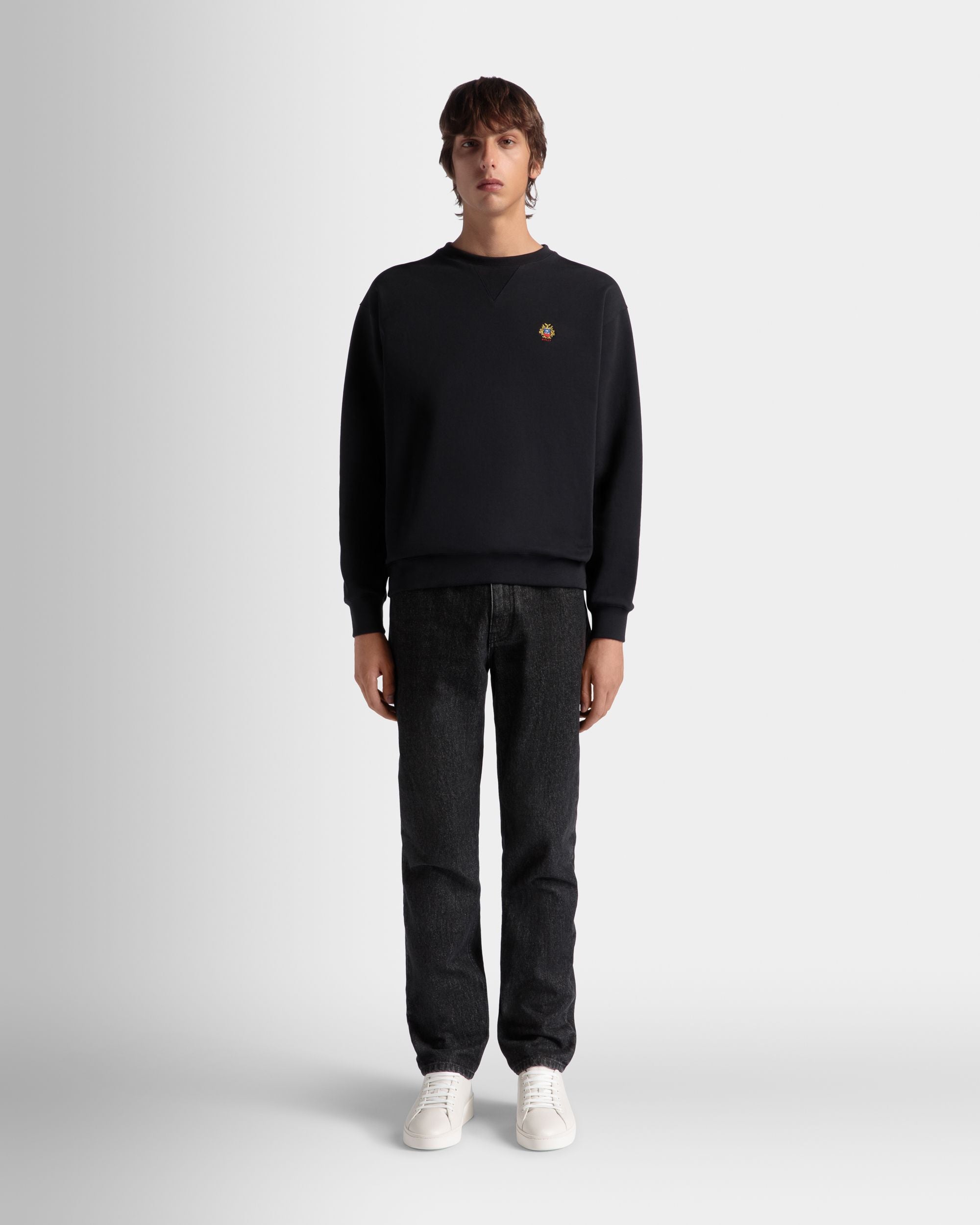 Bally Global - Sweat-Shirt Ras-Du-Cou Avec Logo Bally Crest En Coton Navy Blue - Bleu