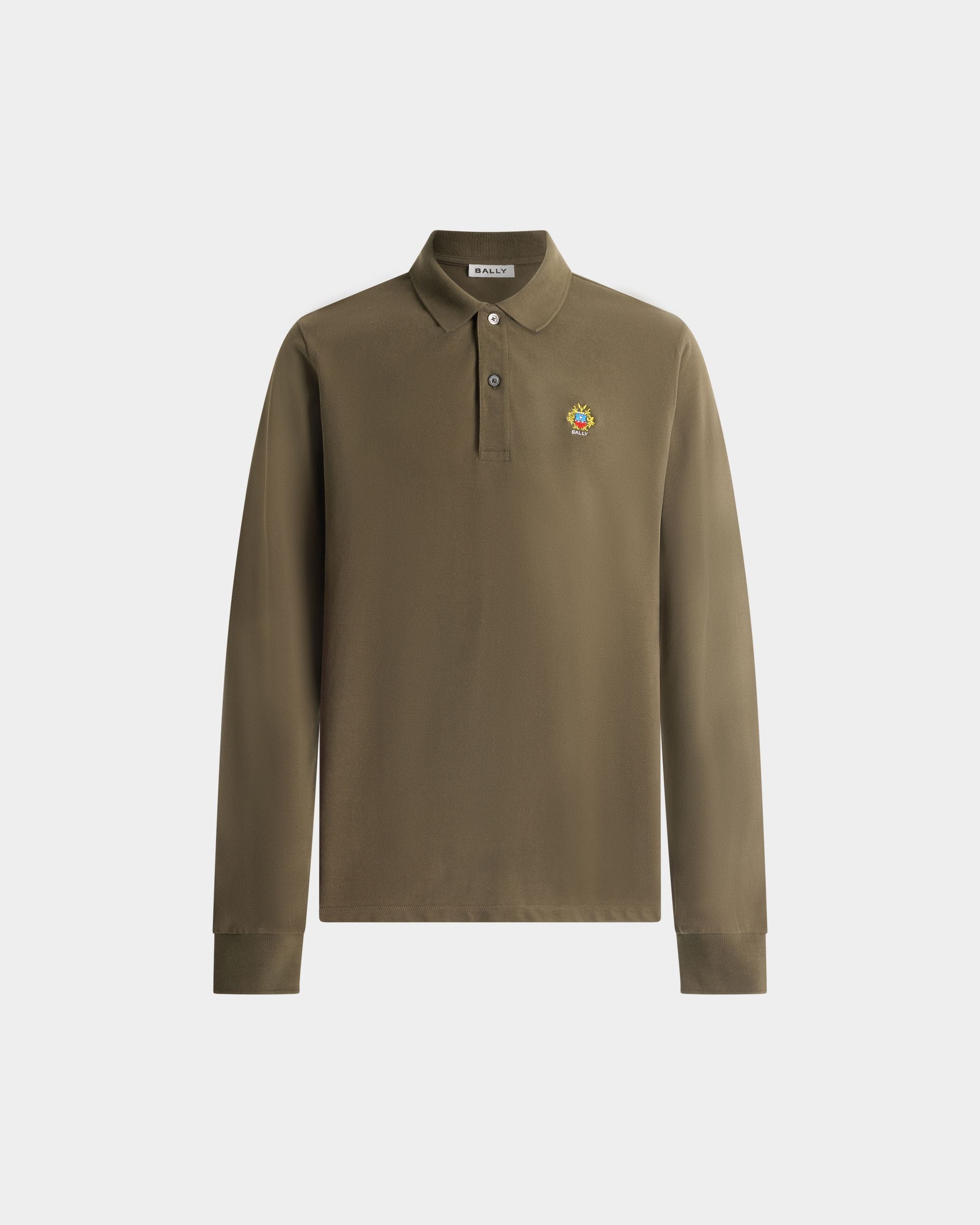 Bally Global - Polo De Manga Larga De Algodón Military Green Con Escudo Bally Crest - Verde