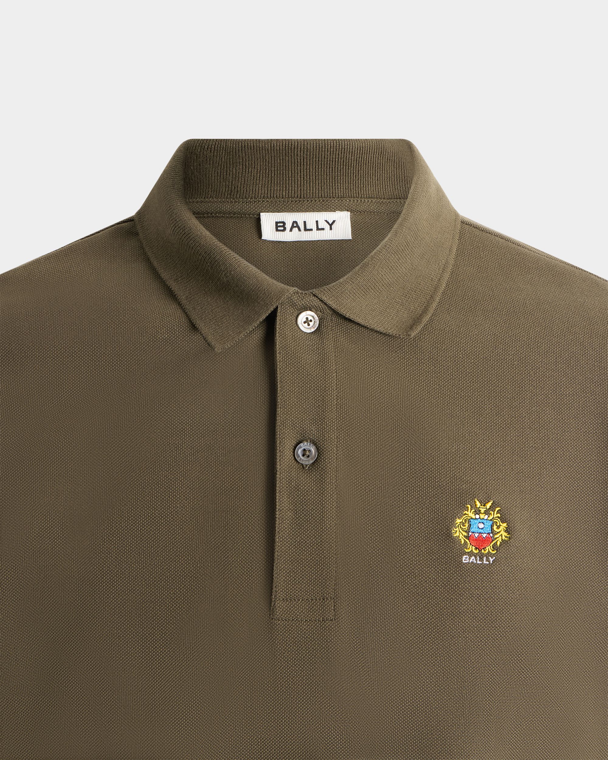 Bally Global - Polo De Manga Larga De Algodón Military Green Con Escudo Bally Crest - Verde