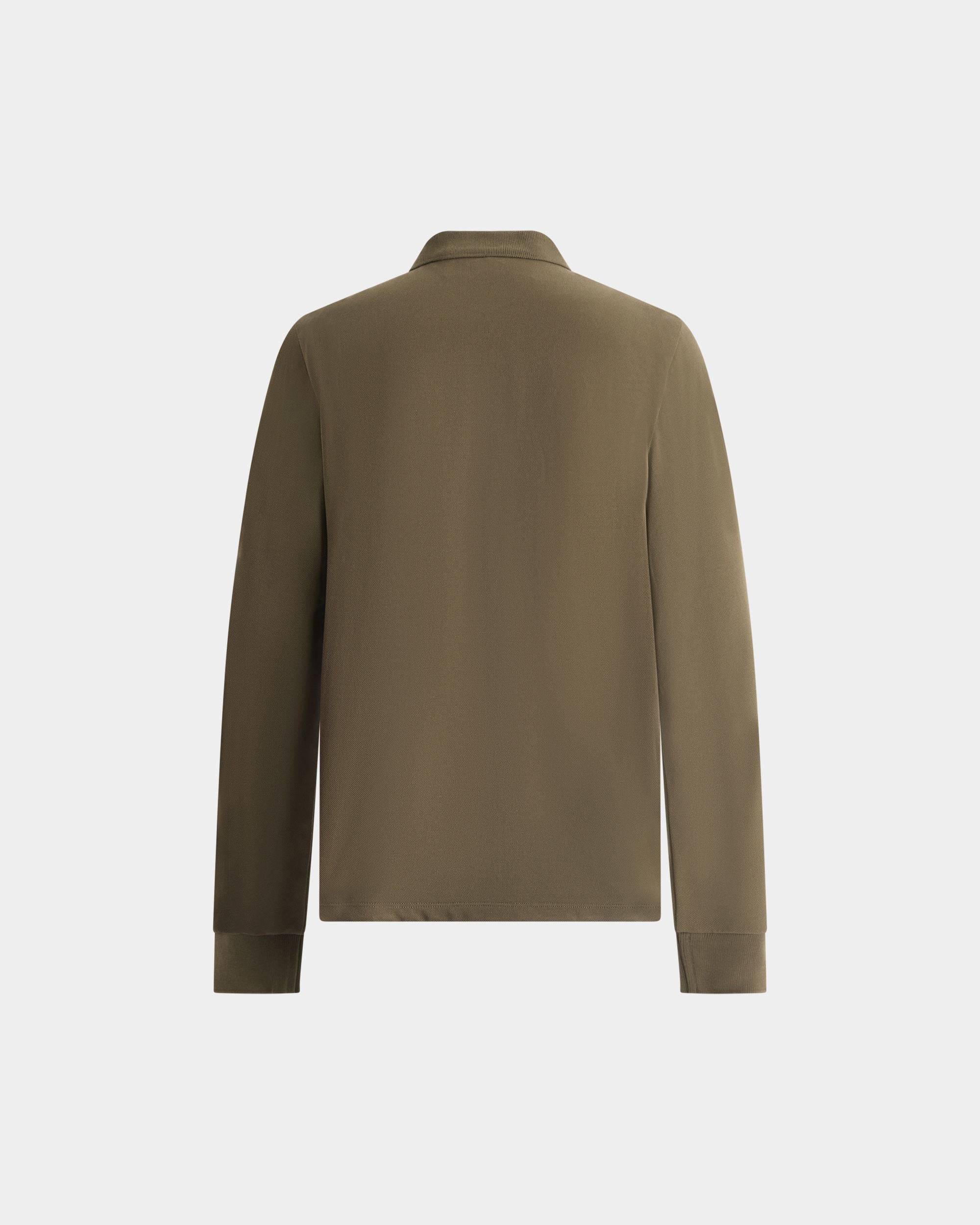 Bally Global - Polo À Manches Longues En Coton Military Green Avec Écusson Bally Crest - Vert