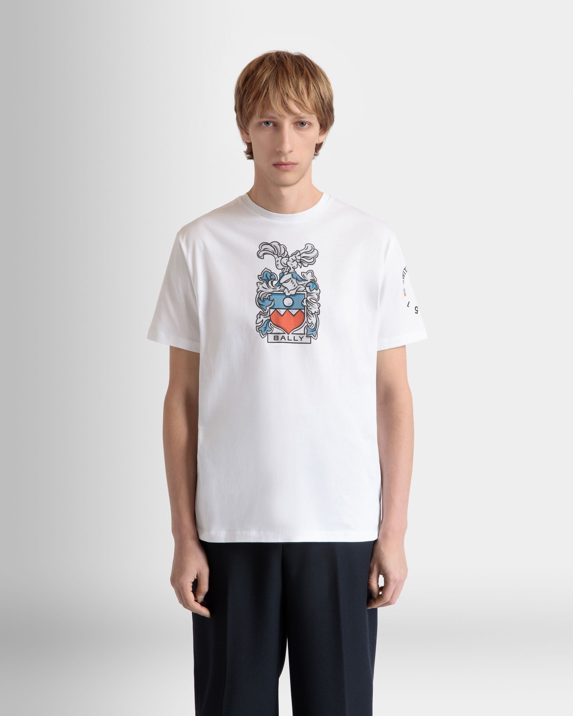Bally Global - T-Shirt Avec Écusson Bally Crest En Coton Blanc - Blanc