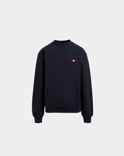 Crewneck Sweatshirt With a Bally Flag in Navy Blue Cotton