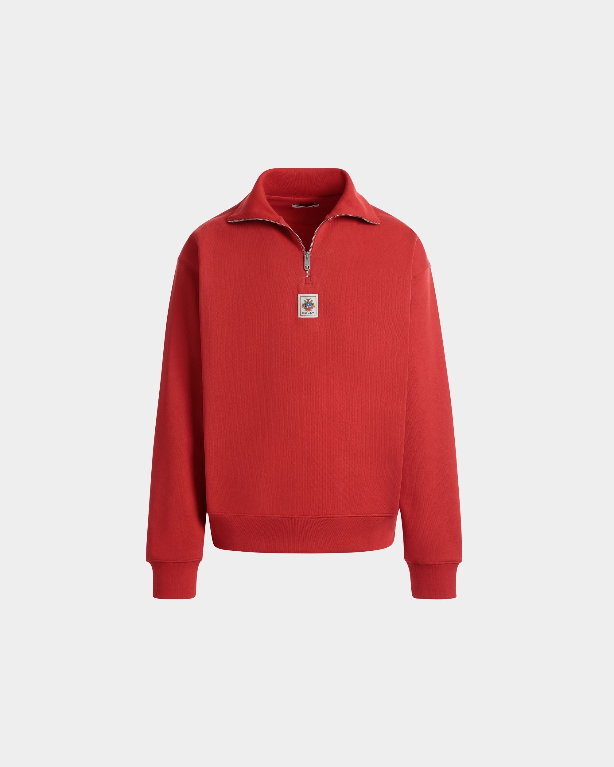 Bally Global - Sweat-Shirt Col Camionneur En Coton Rouge - Rouge
