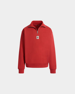 Half Zip Sweatshirt in Red Cotton