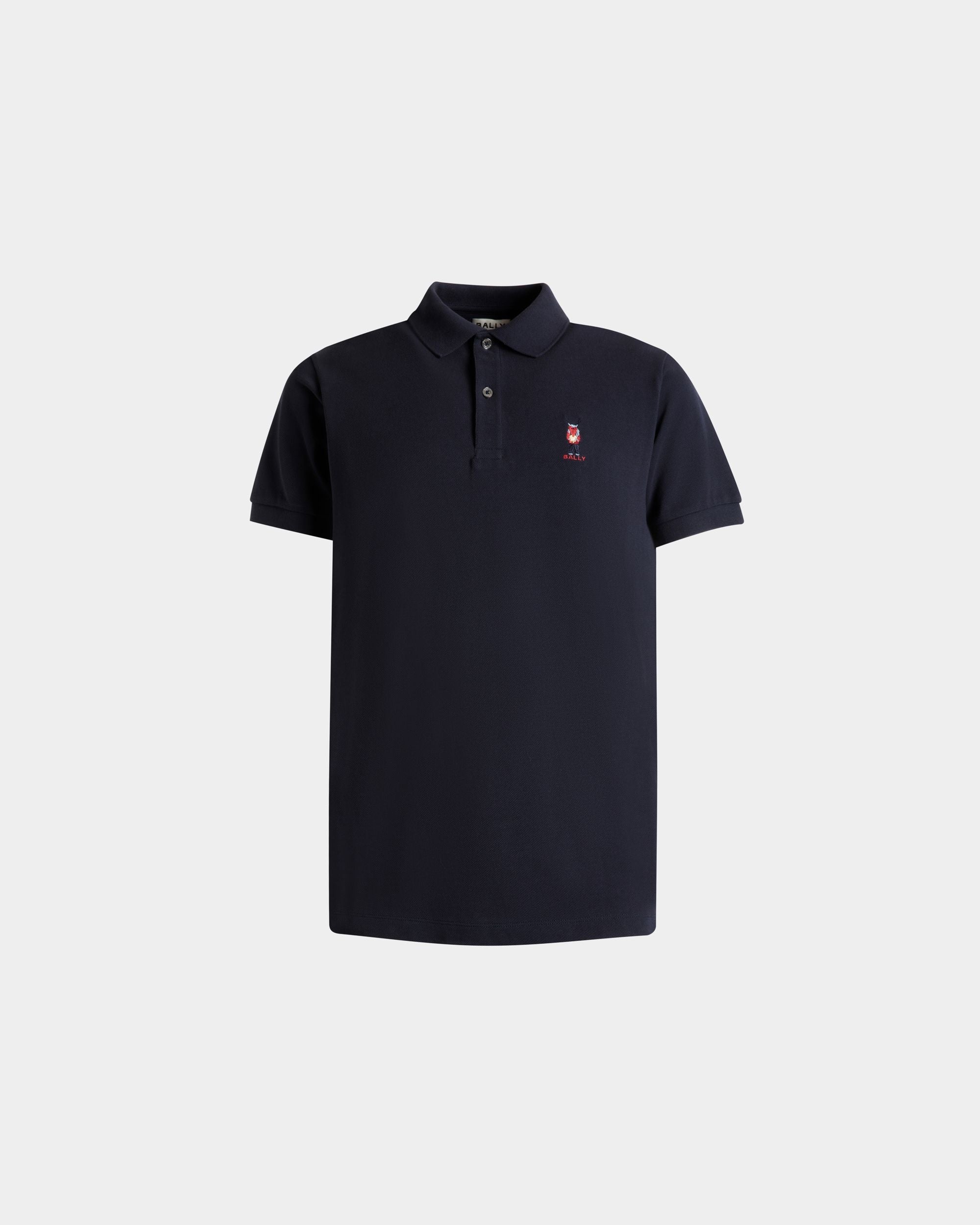 Bally Global - Polo Avec Forest Mask En Coton Navy Blue - Bleu