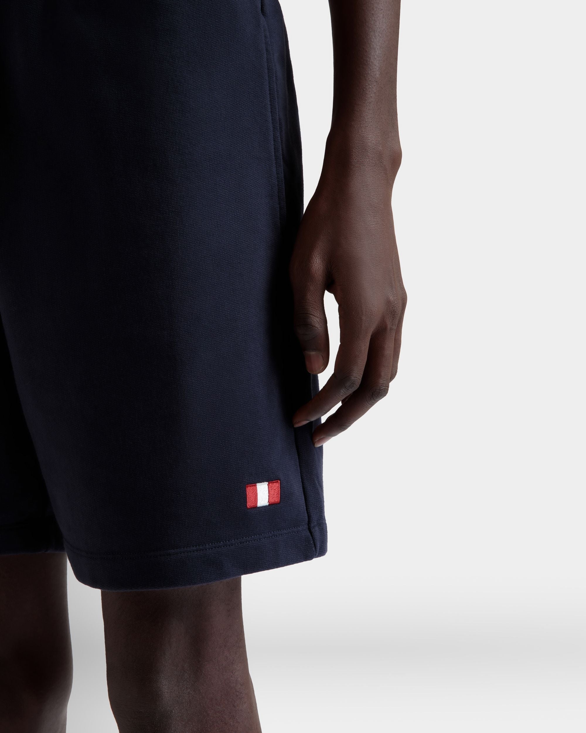 Bally Global - Shorts With a Bally Flag in Navy Blue Cotton - Blue