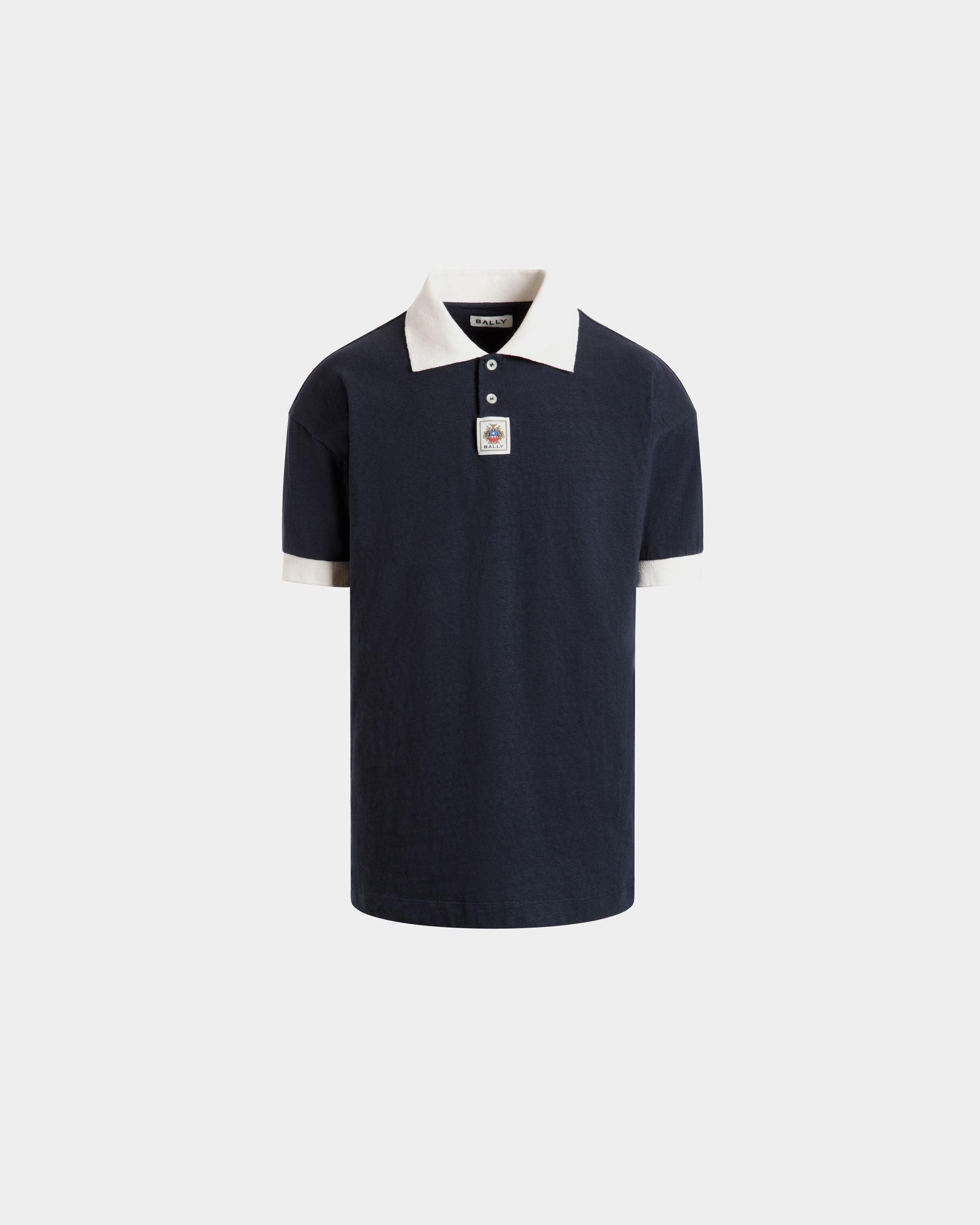 Bally Global - Polo Shirt in Navy Blue Stretch Cotton - Blue