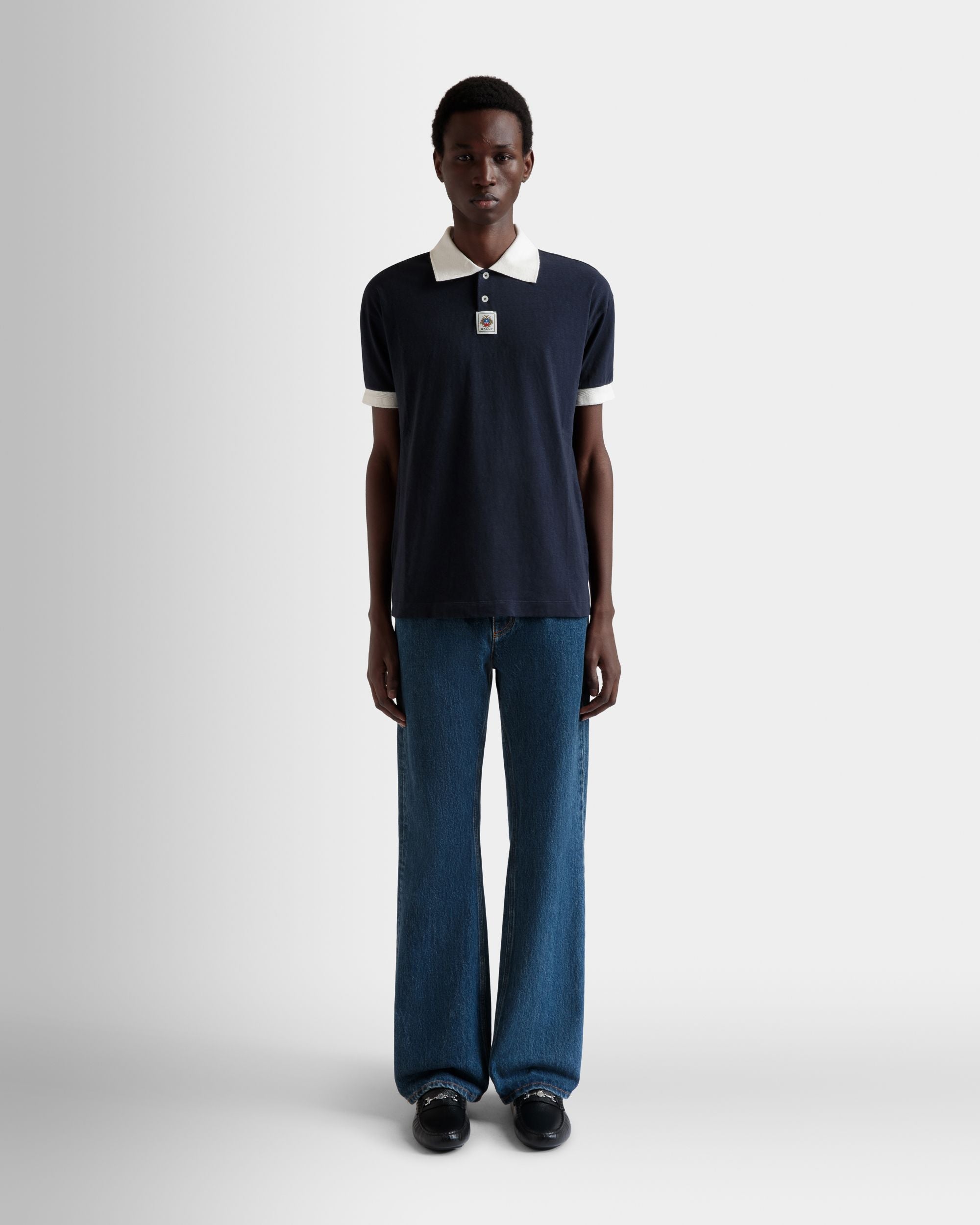 Bally Global - Polo Shirt in Navy Blue Stretch Cotton - Blue