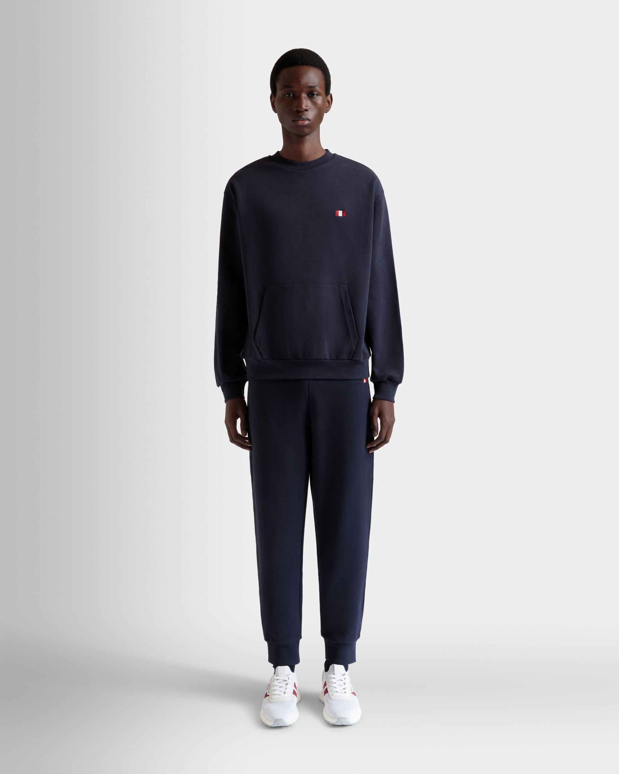 Bally Global - Pantalon De Survêtement Avec Détail Bally Flag En Coton Navy Blue - Bleu