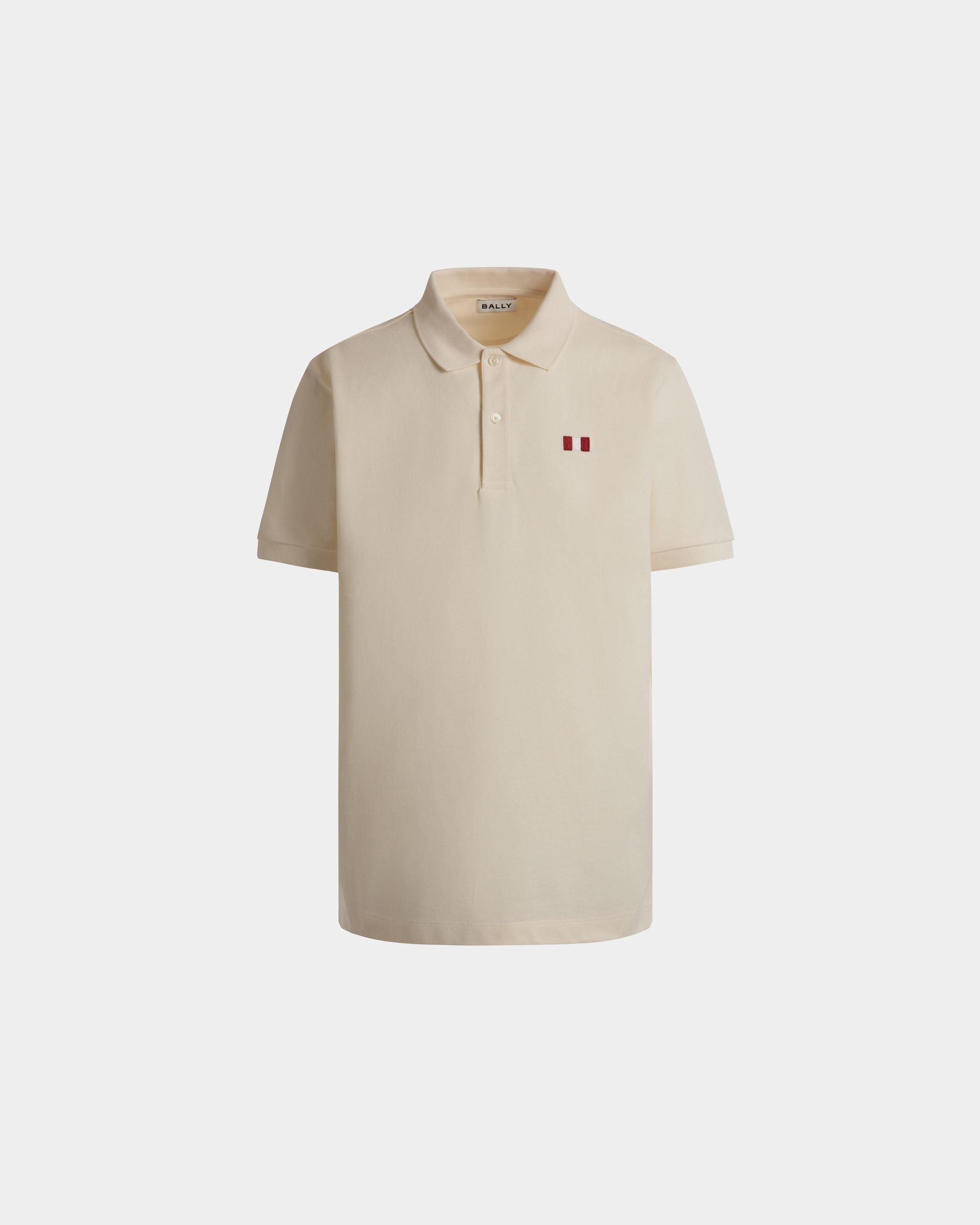 Bally Global - Polo With a Bally Flag in Ivory Cotton - Blanc