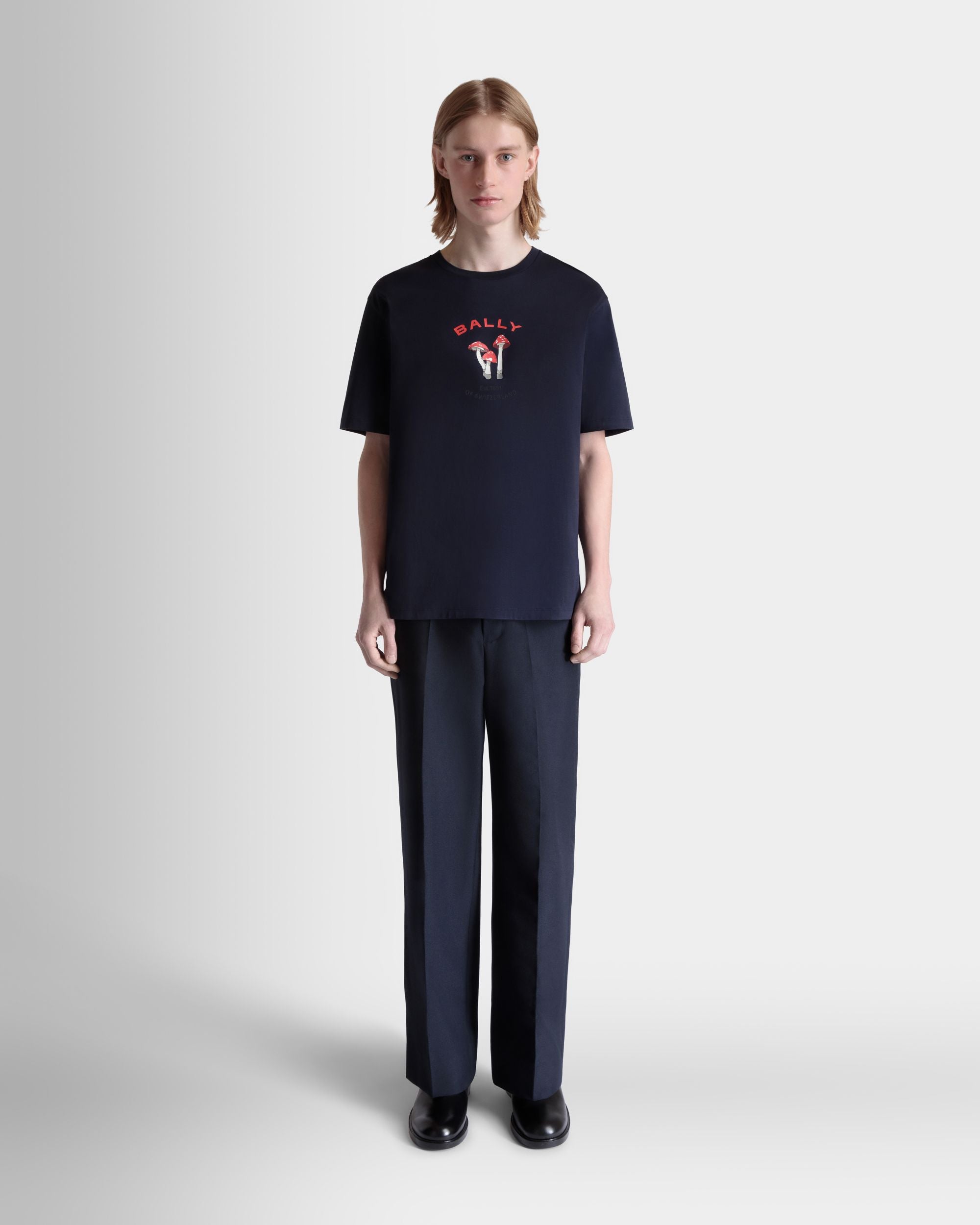 Bally Global - Camiseta De Algodón Navy Blue Con Enchanting Mushrooms - Azul