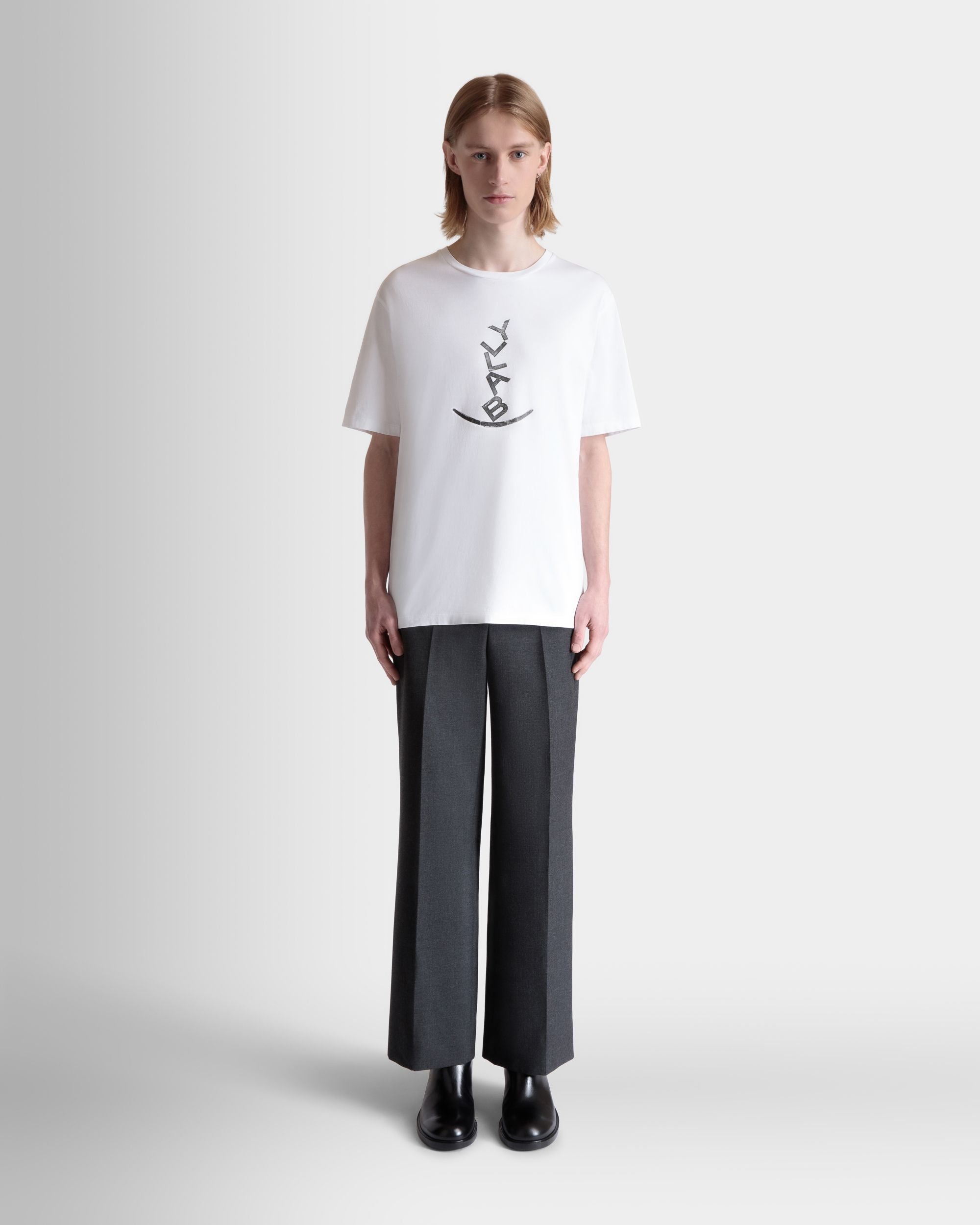 Bally Global - T-Shirt With a Beni Bischof Rocking Bally Graphic in White Cotton - White