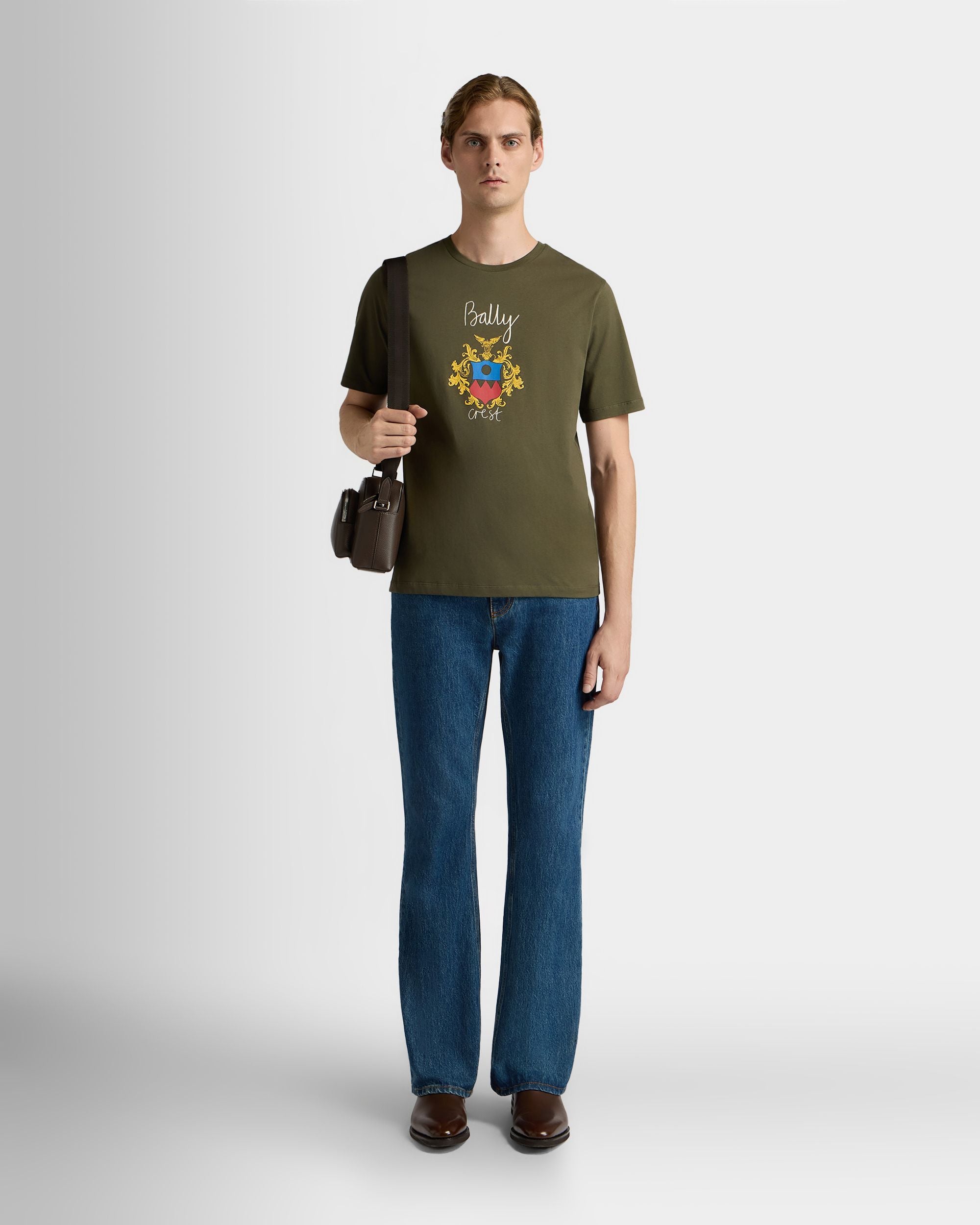 Bally Global - T-Shirt En Coton Military Green Avec Écusson Bally Crest - Vert