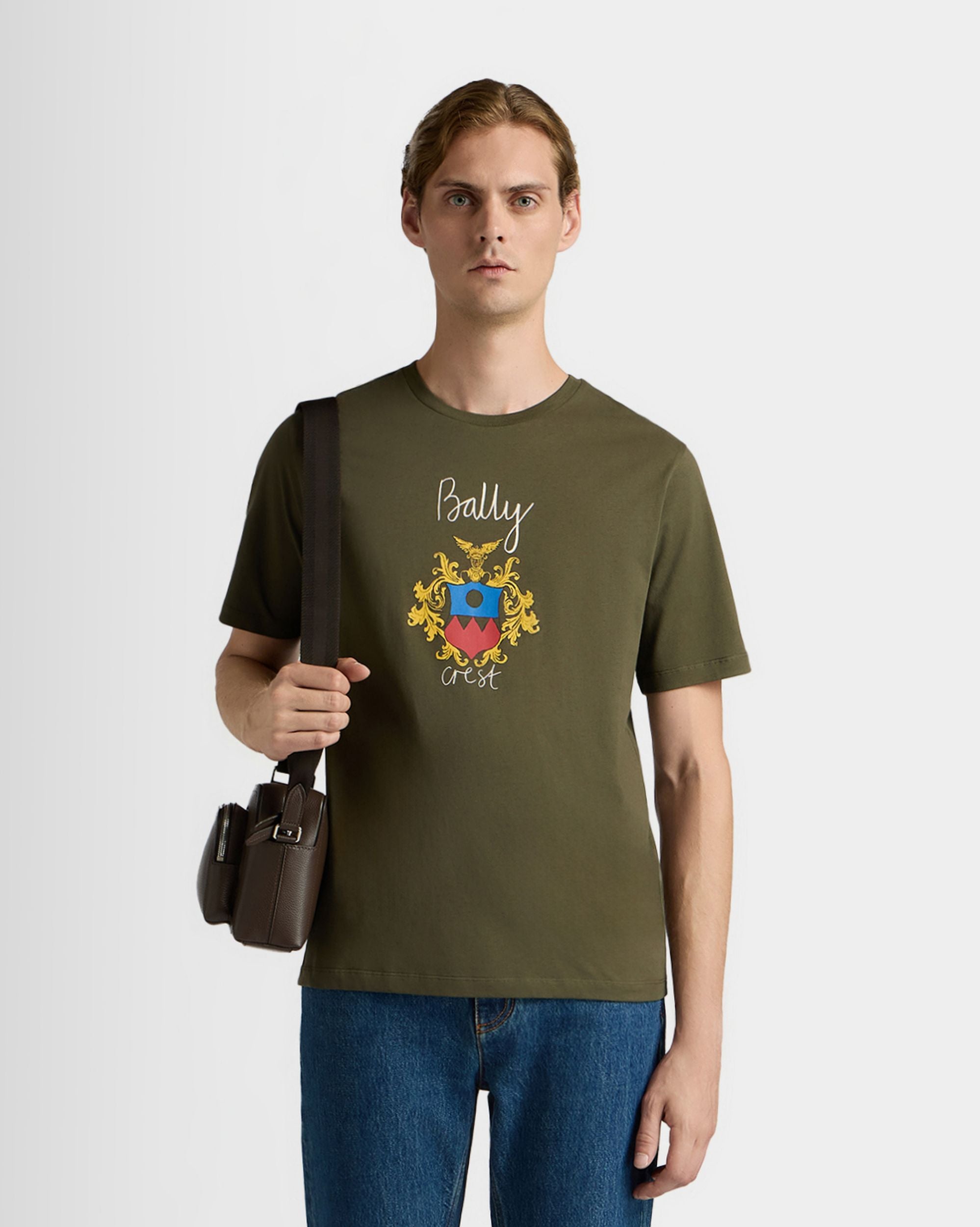 Bally Global - T-Shirt En Coton Military Green Avec Écusson Bally Crest - Vert