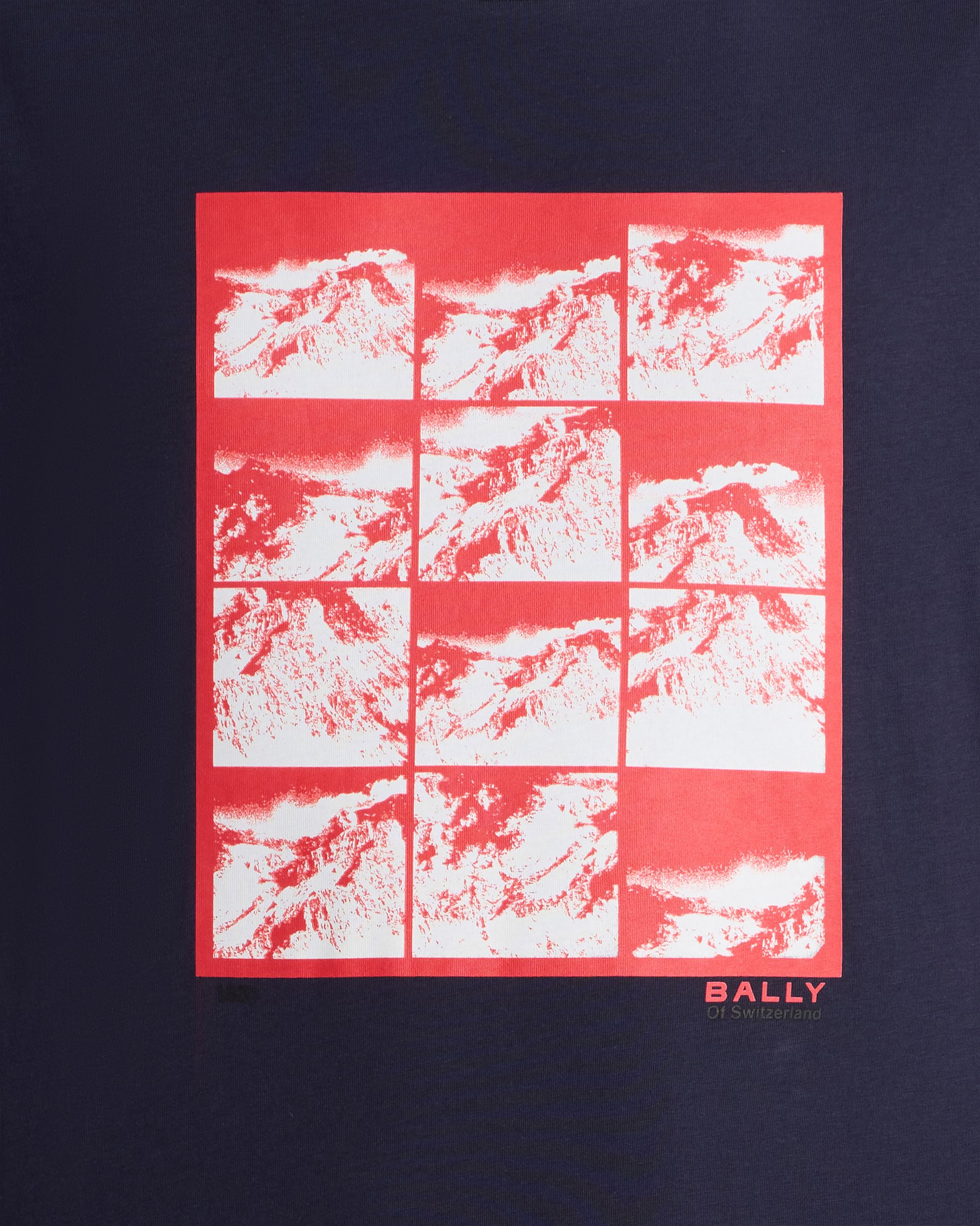 Bally Global - T-Shirt En Coton Navy Blue Avec Mountain Graphics - Bleu