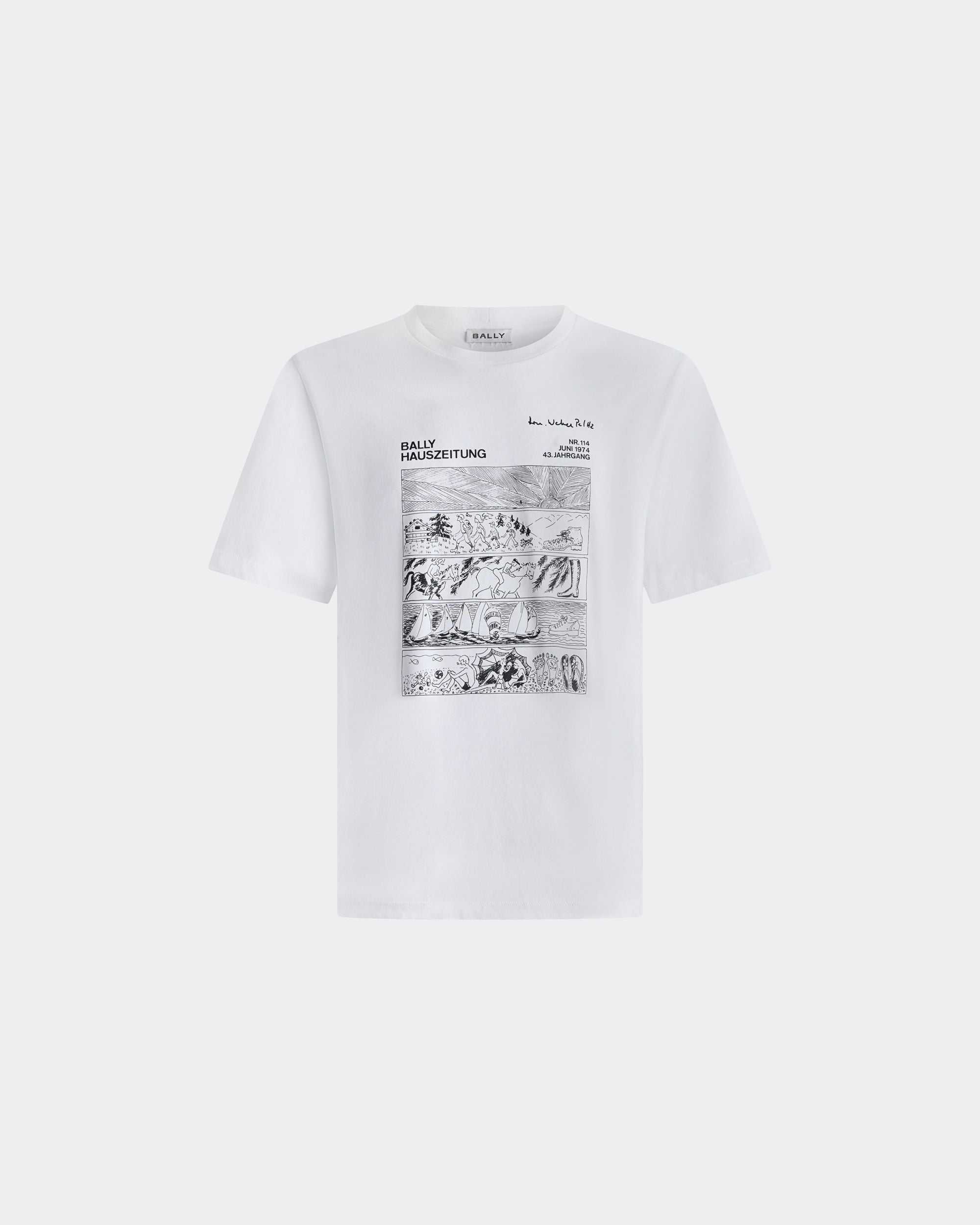 Bally Global - T-Shirt in White Cotton With a Comics Graphic - White