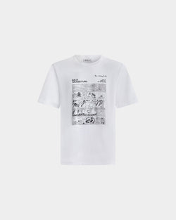 T-Shirt in White Cotton With a Comics Graphic