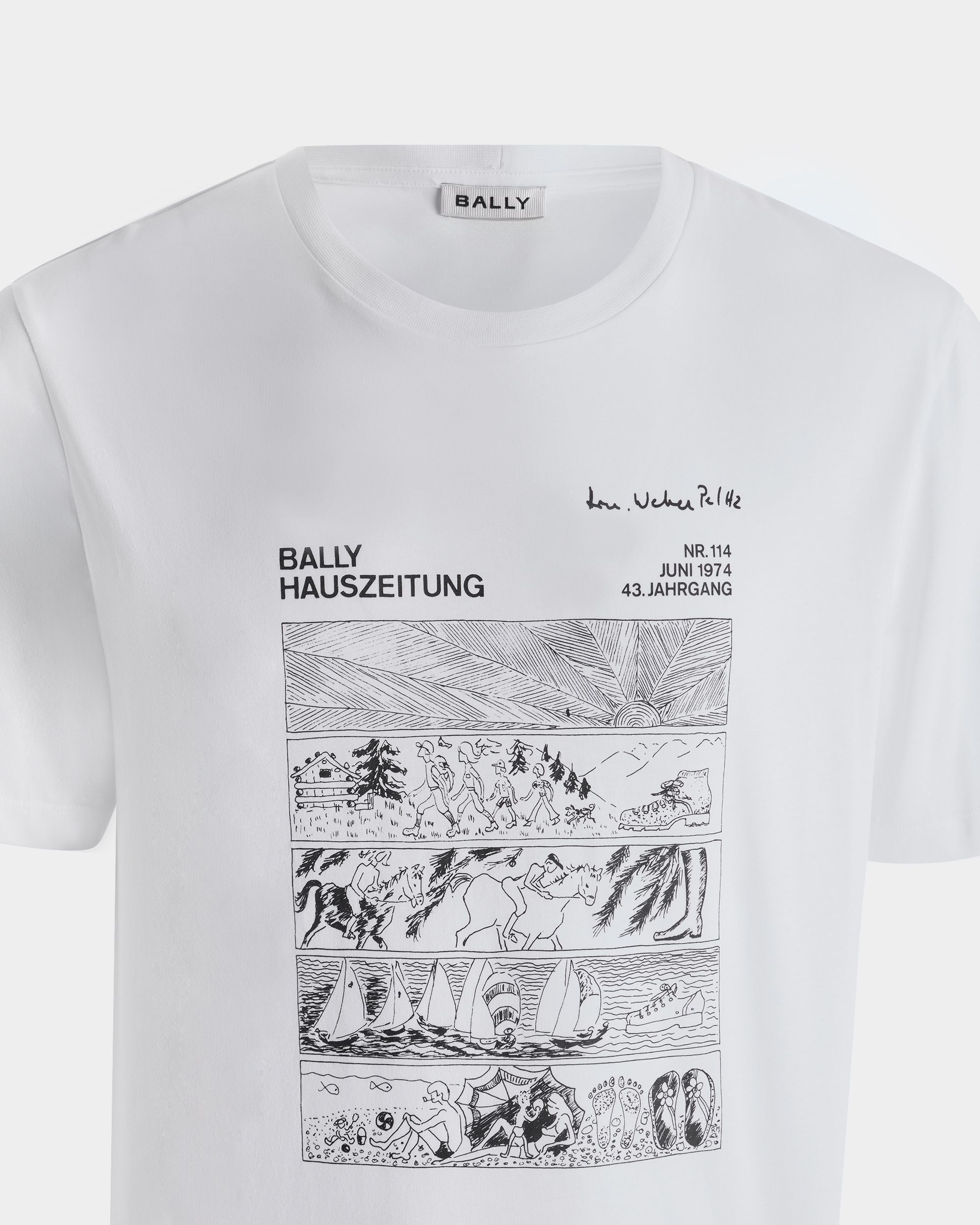 Bally Global - T-Shirt in White Cotton With a Comics Graphic - White