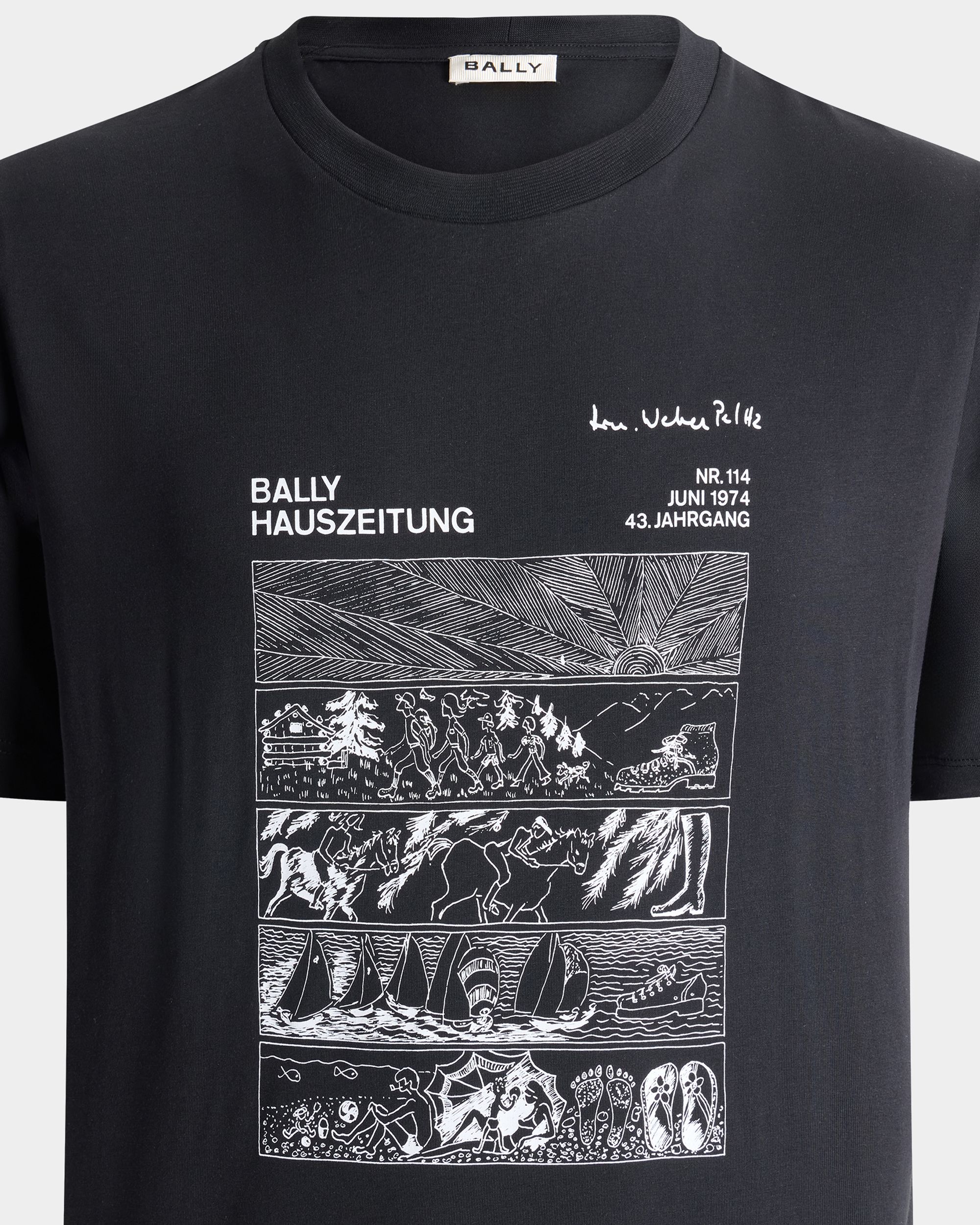 Bally Global - T-Shirt in Black Cotton With a Comics Graphic - Black