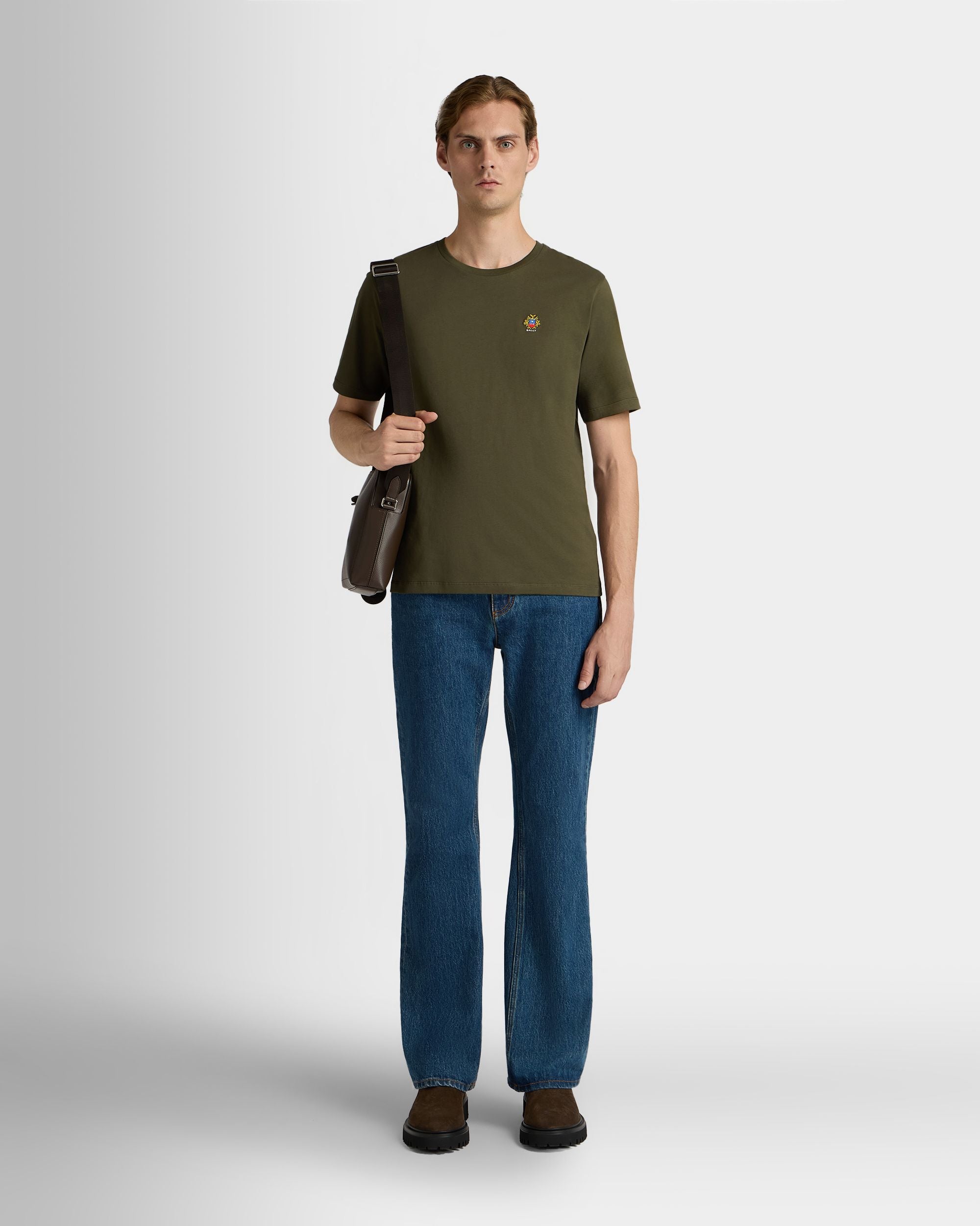 Bally Global - T-Shirt En Coton Military Green Avec Écusson Bally Crest - Vert