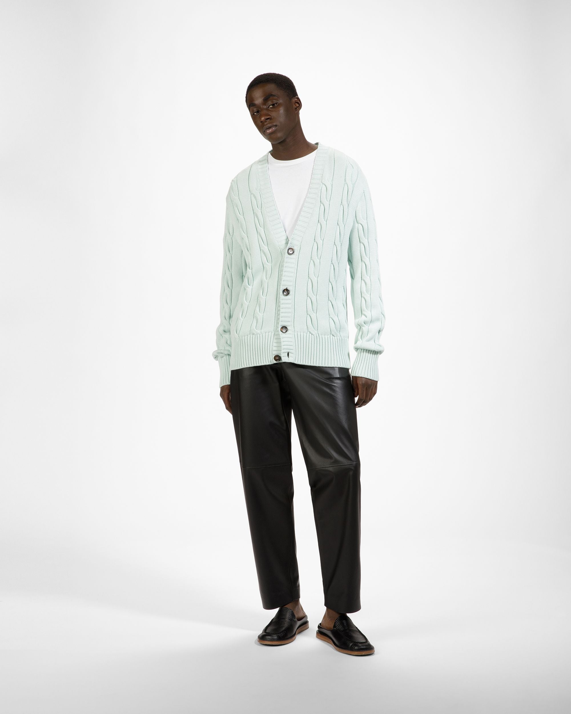 Bally Global - Cotton Cable Knit Cardigan In Blue - Blue