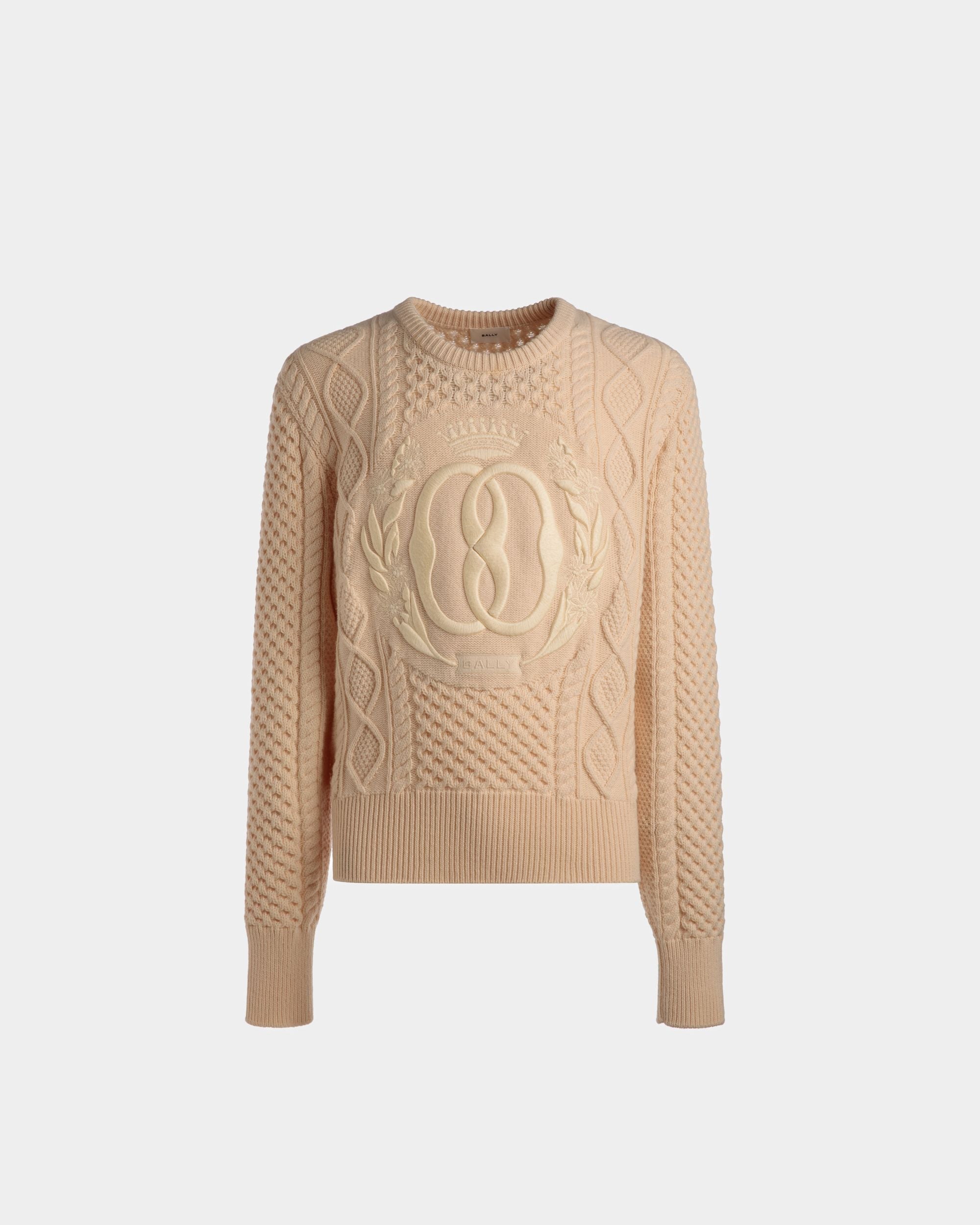 Bally Global - Knitted Crew Neck In Bone Wool - White