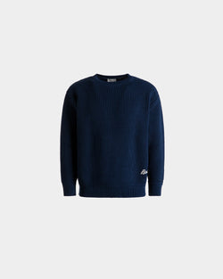 Crewneck Sweater in Blue Cotton