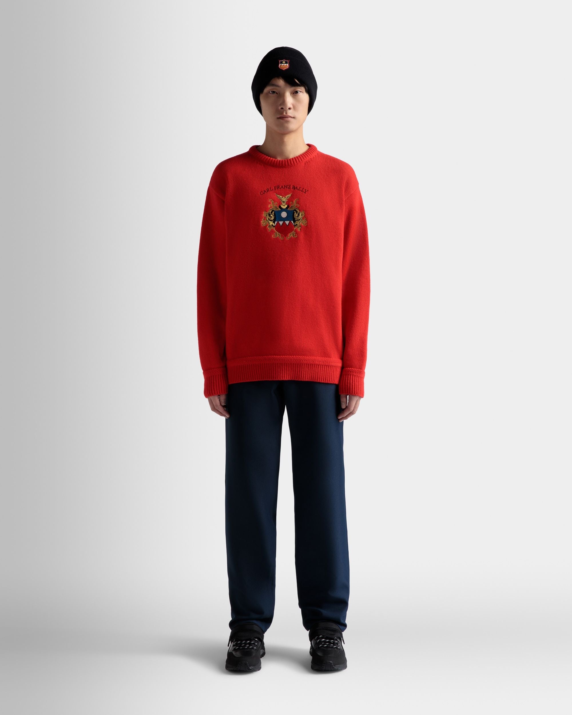 Bally Global - Pull En Laine Rouge - Rouge