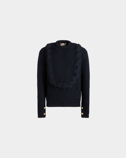 Adrien Brody Travel Collection Crewneck Sweater In Navy Blue Wool