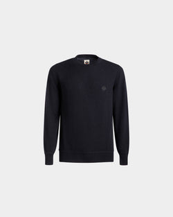 Adrien Brody Travel Collection Crewneck Sweater In Navy Blue Cashmere