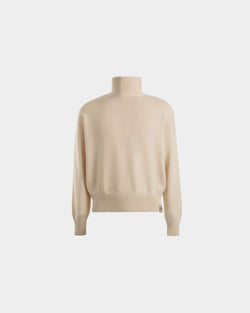 Jersey De Cuello Cisne Bally Crest De Lana Y Seda Marfil Con Logo