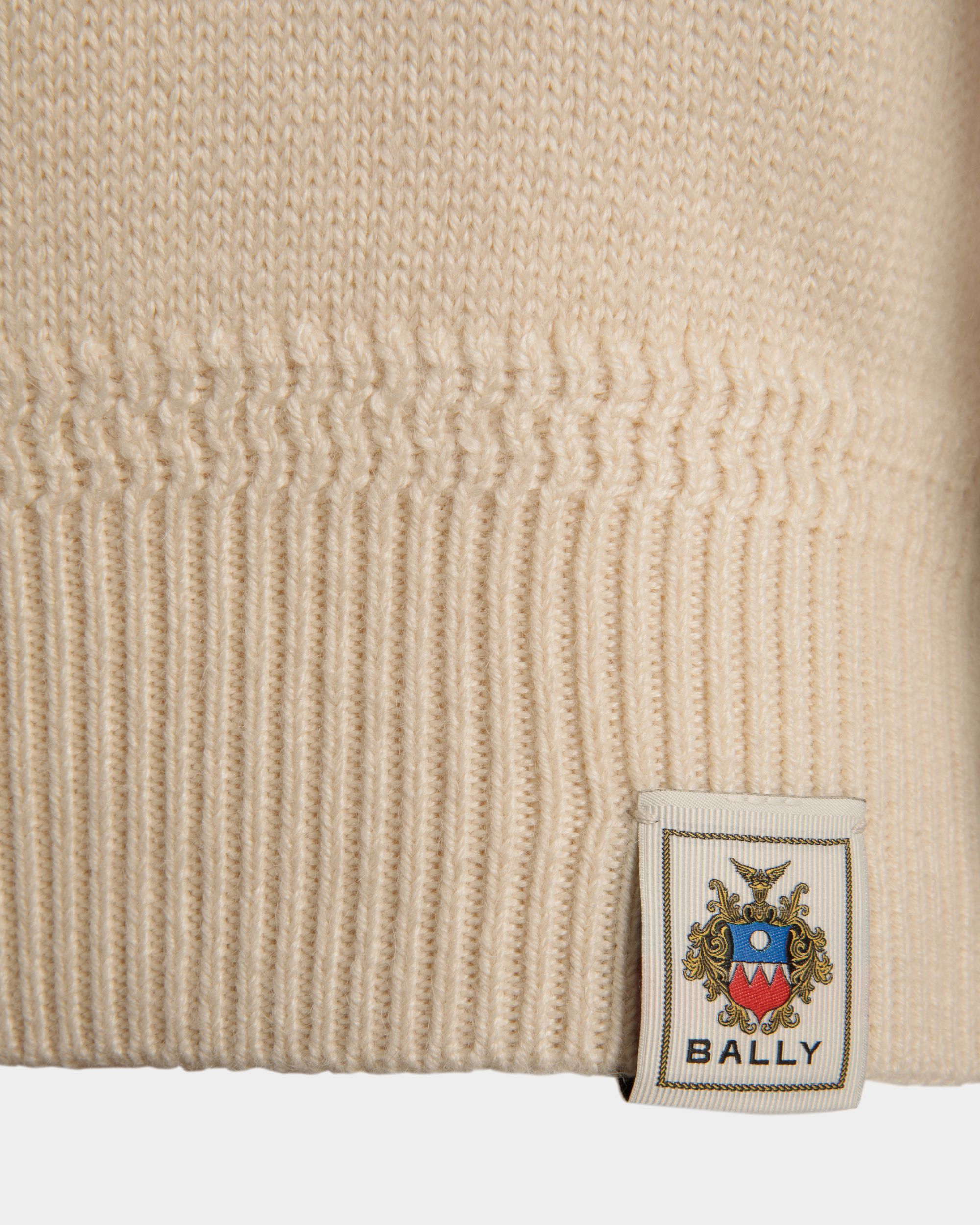 Bally Global - Turtleneck With Bally Crest Logo In Ivory Wool And Silk - White