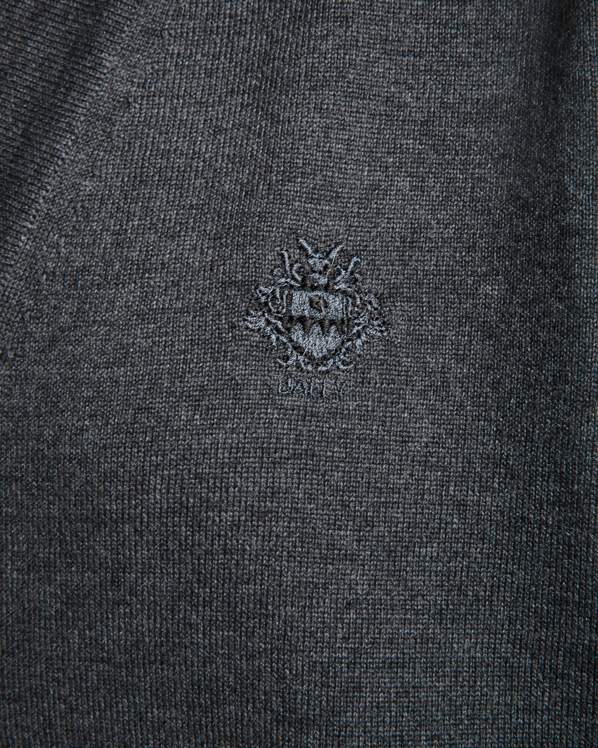 Bally Global - Cardigan With Bally Crest Logo In Dark Grey Wool - Grey