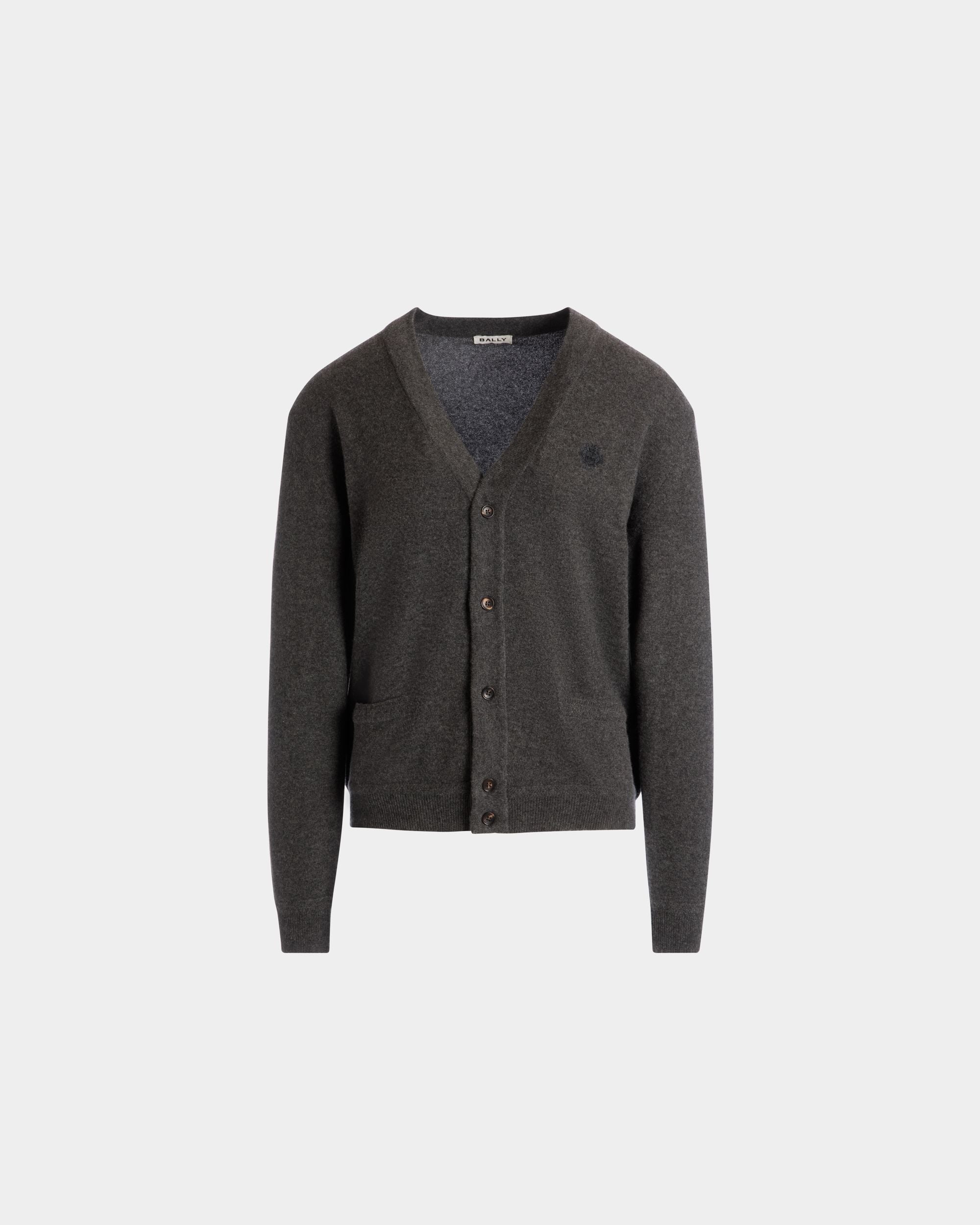Bally Global - Cardigan With Bally Crest Logo in Dark Grey Cashmere - Grey