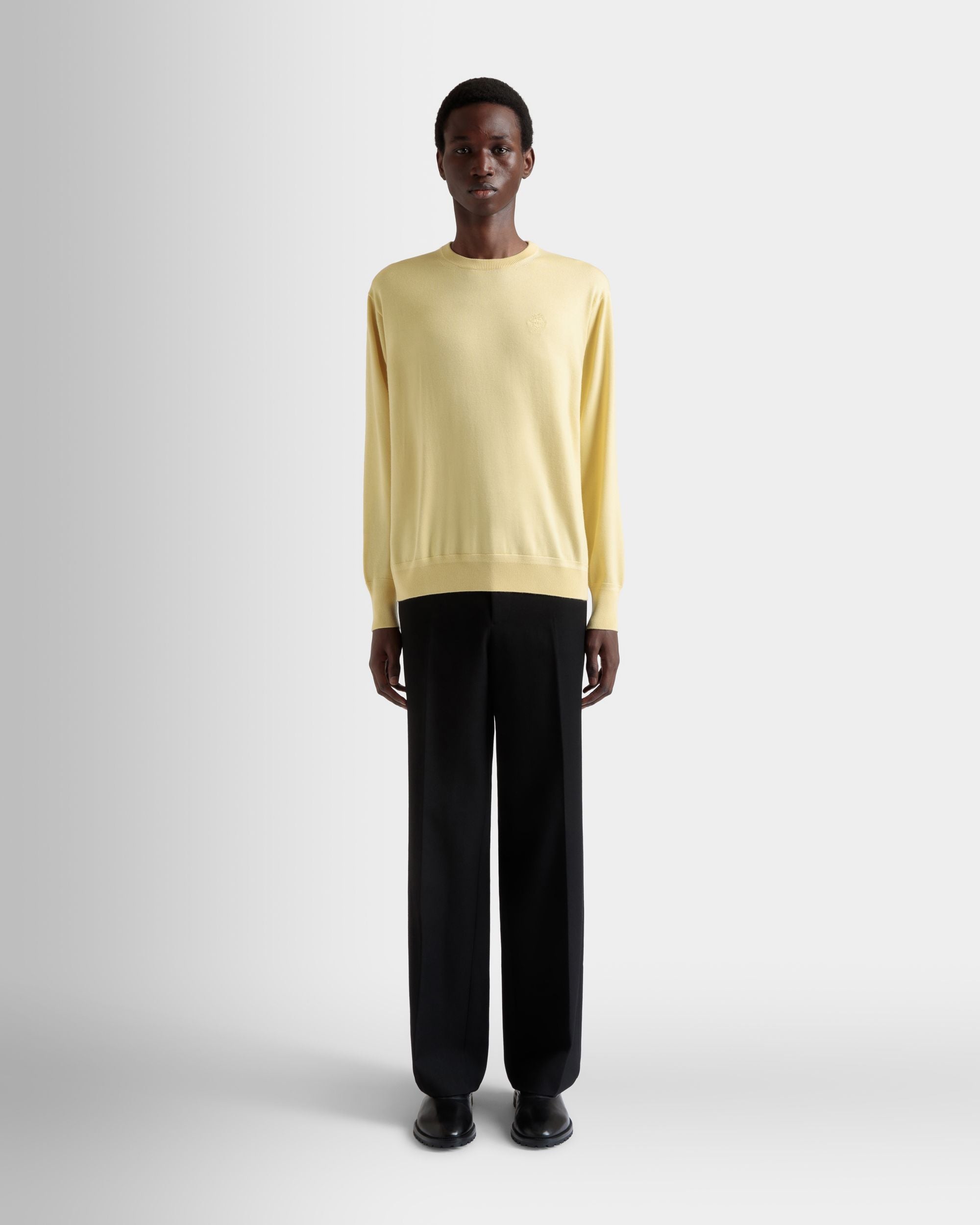 Bally Global - Crewneck Sweater in a Dusty Yellow Wool-Cashmere Blend - Yellow